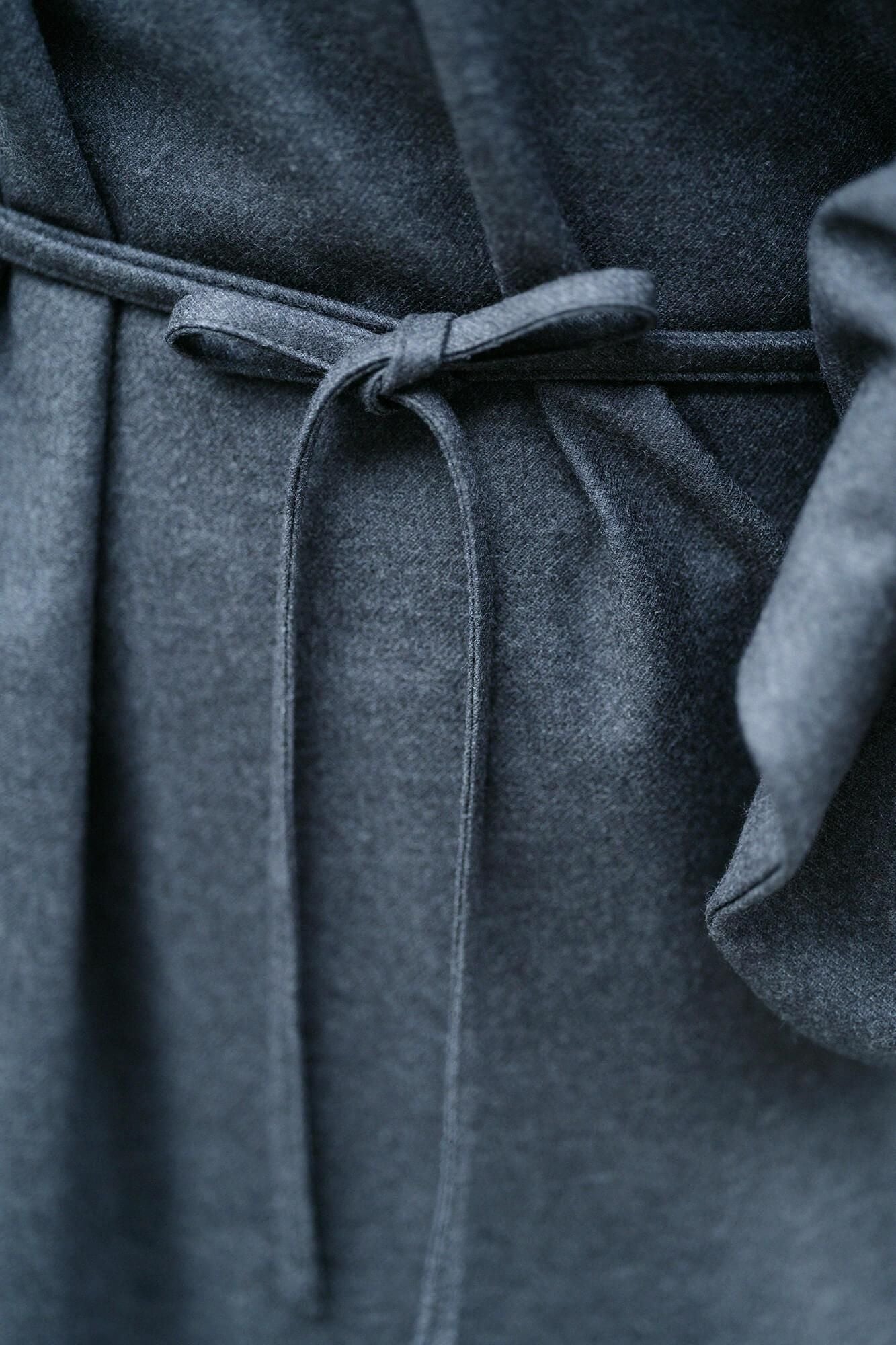 【net限定】梳毛（そもう） カージー編 薙刀かり衣（なぎなたかりごろも） 細衿（さざれえり）／濃灰（こいはい）