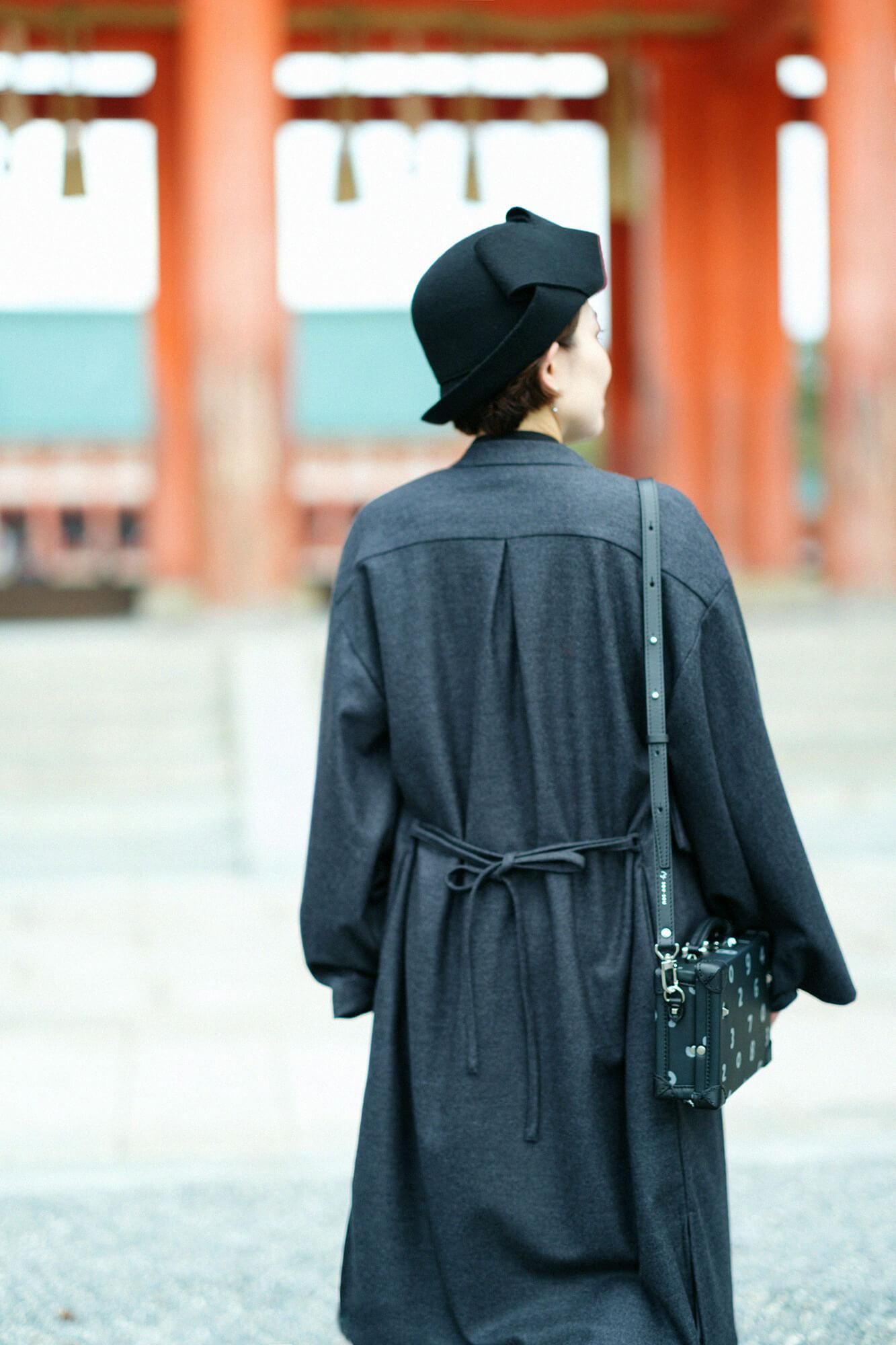 【net限定】梳毛（そもう） カージー編 薙刀かり衣（なぎなたかりごろも） 細衿（さざれえり）／濃灰（こいはい）