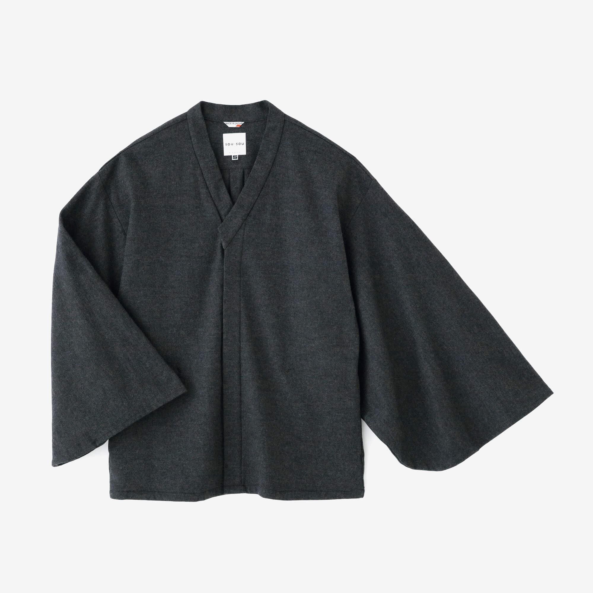 【net限定】梳毛（そもう） 阿弥（あみ） 薙刀かり衣（なぎなたかりごろも） 細衿（さざれえり） 短丈（みじかたけ）／杢墨（もくずみ）