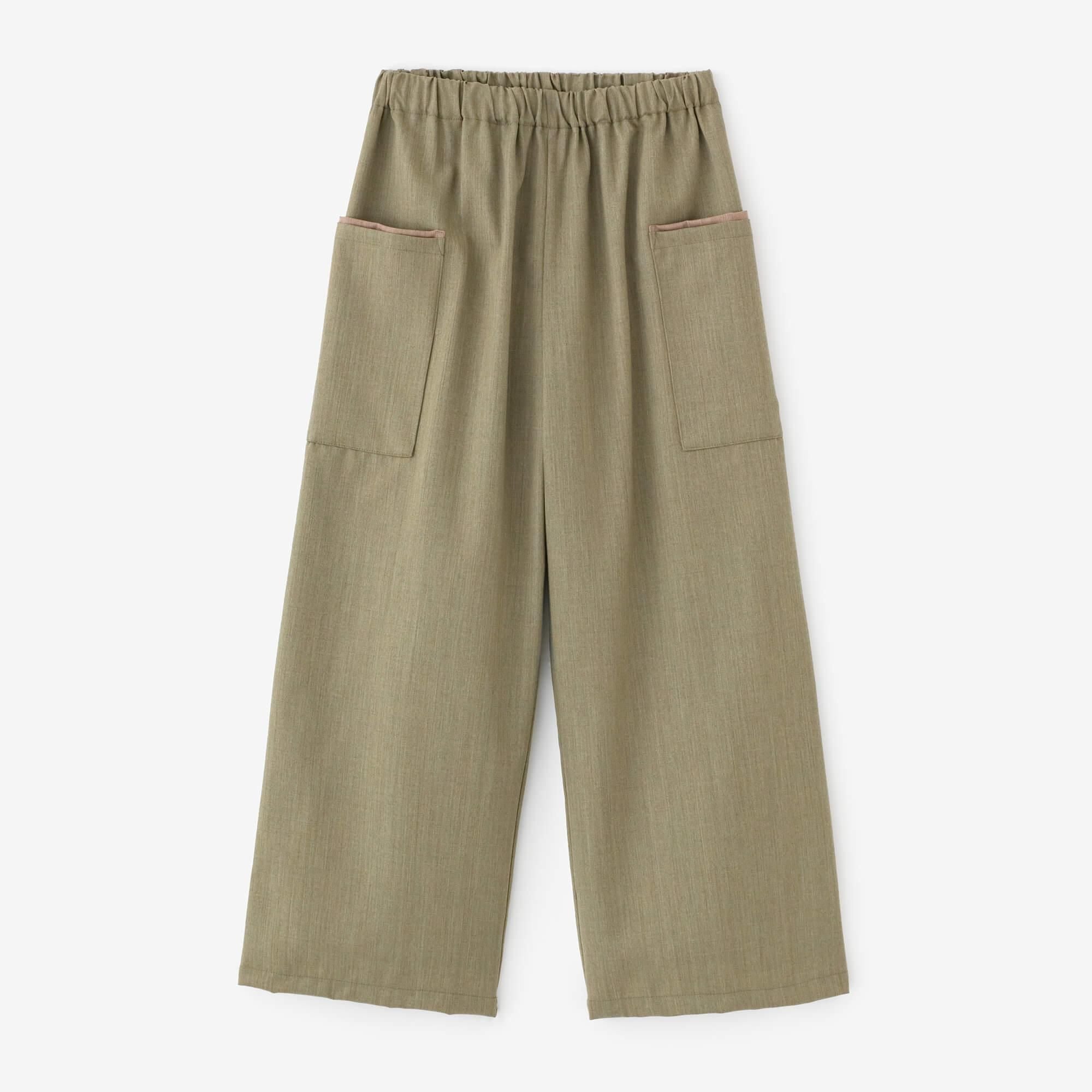 梳毛 方袋寬褲／柳茶色