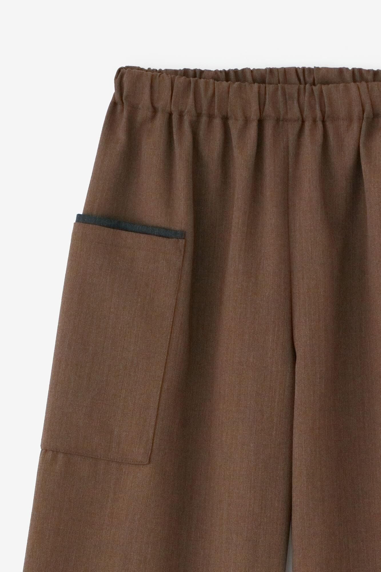 梳毛 方袋寬褲／棕灰色