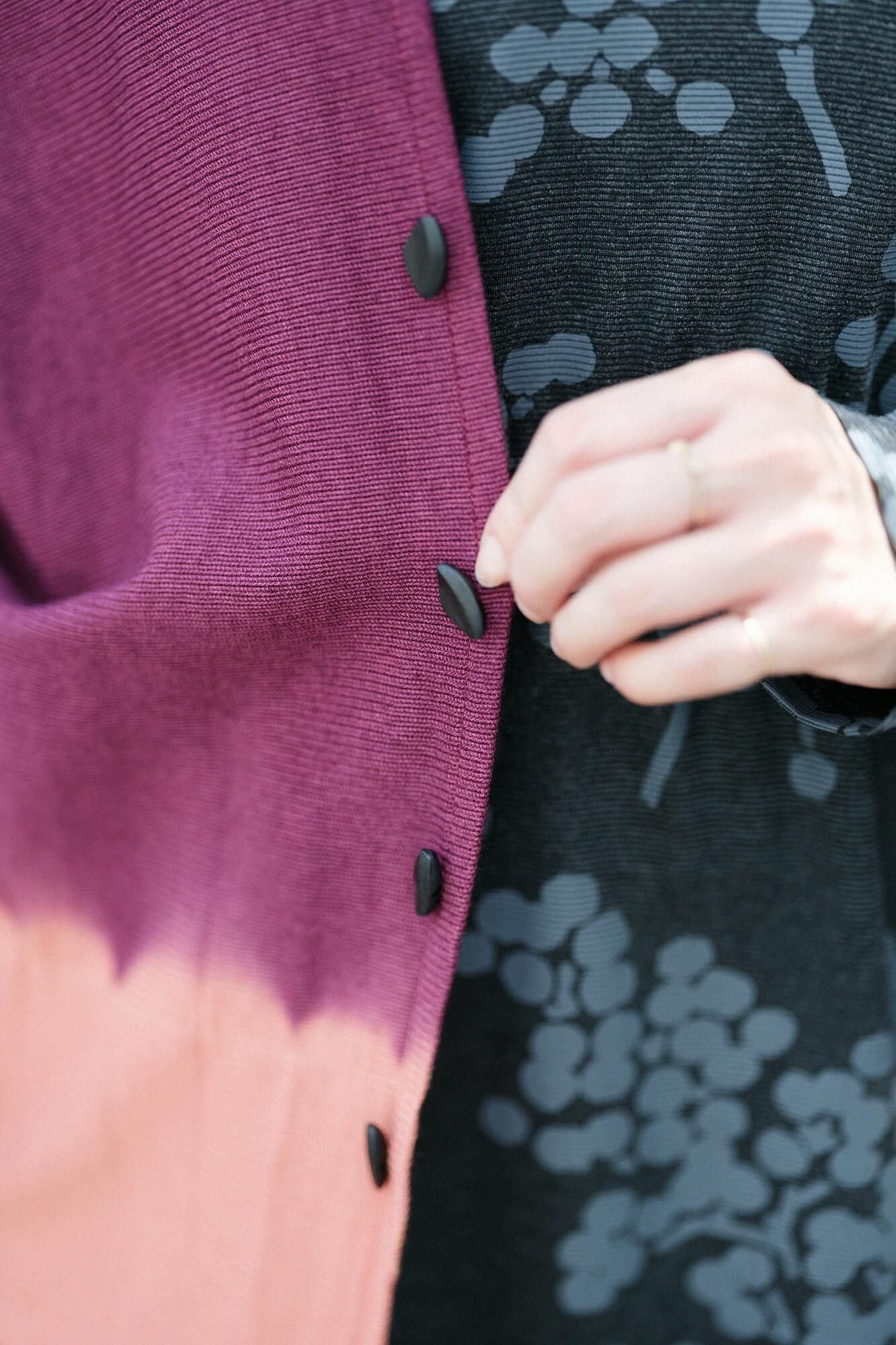 net限定】たばた絞り 梳毛（そもう） はつき／染め分け 濃紫（こき