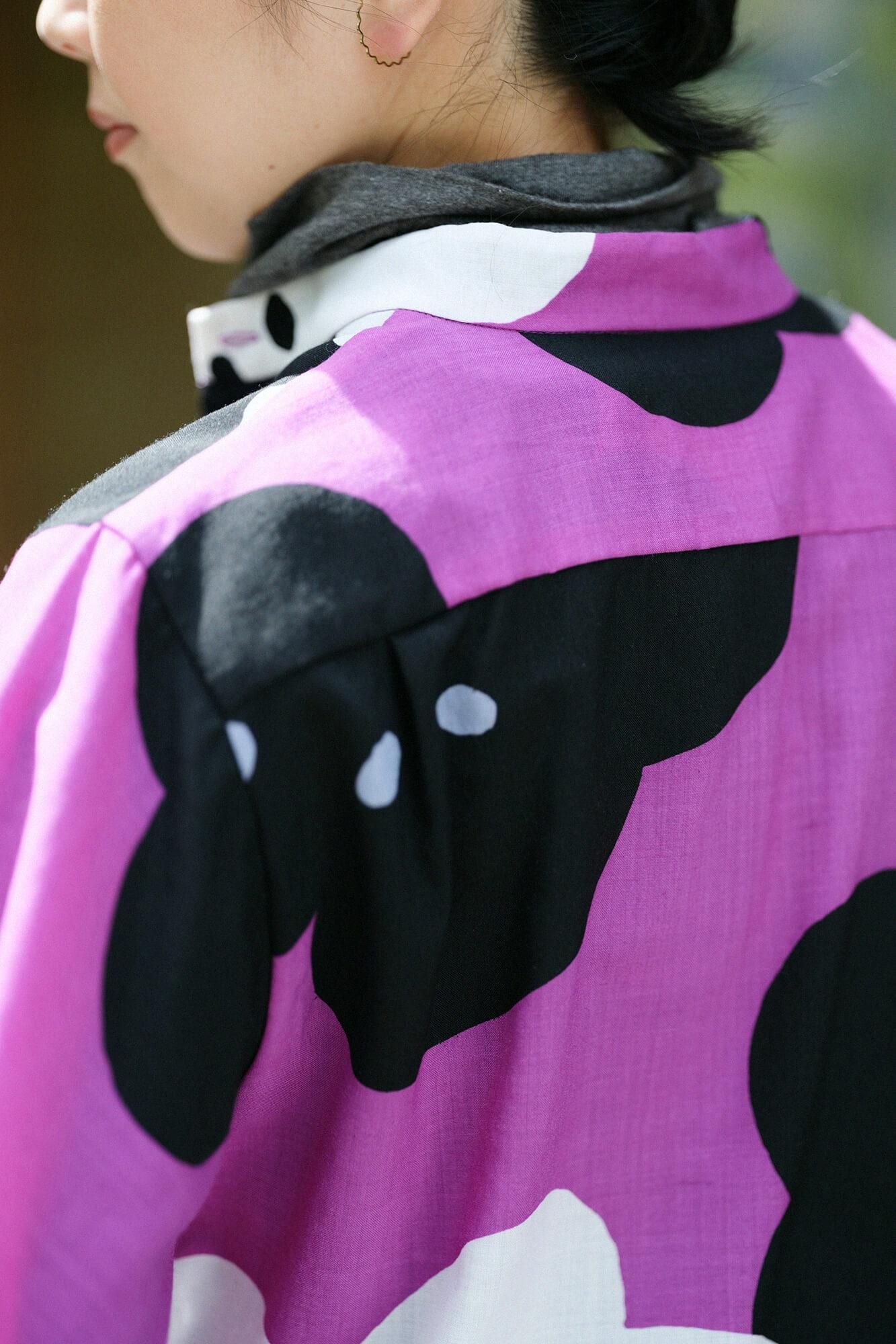 SOU・SOU ソウソウ　シャツジャケット　モスリン 開襟帯草衣　パープル　華麗 モスリン 草衣（そうい） 上（うえ）／ともなり