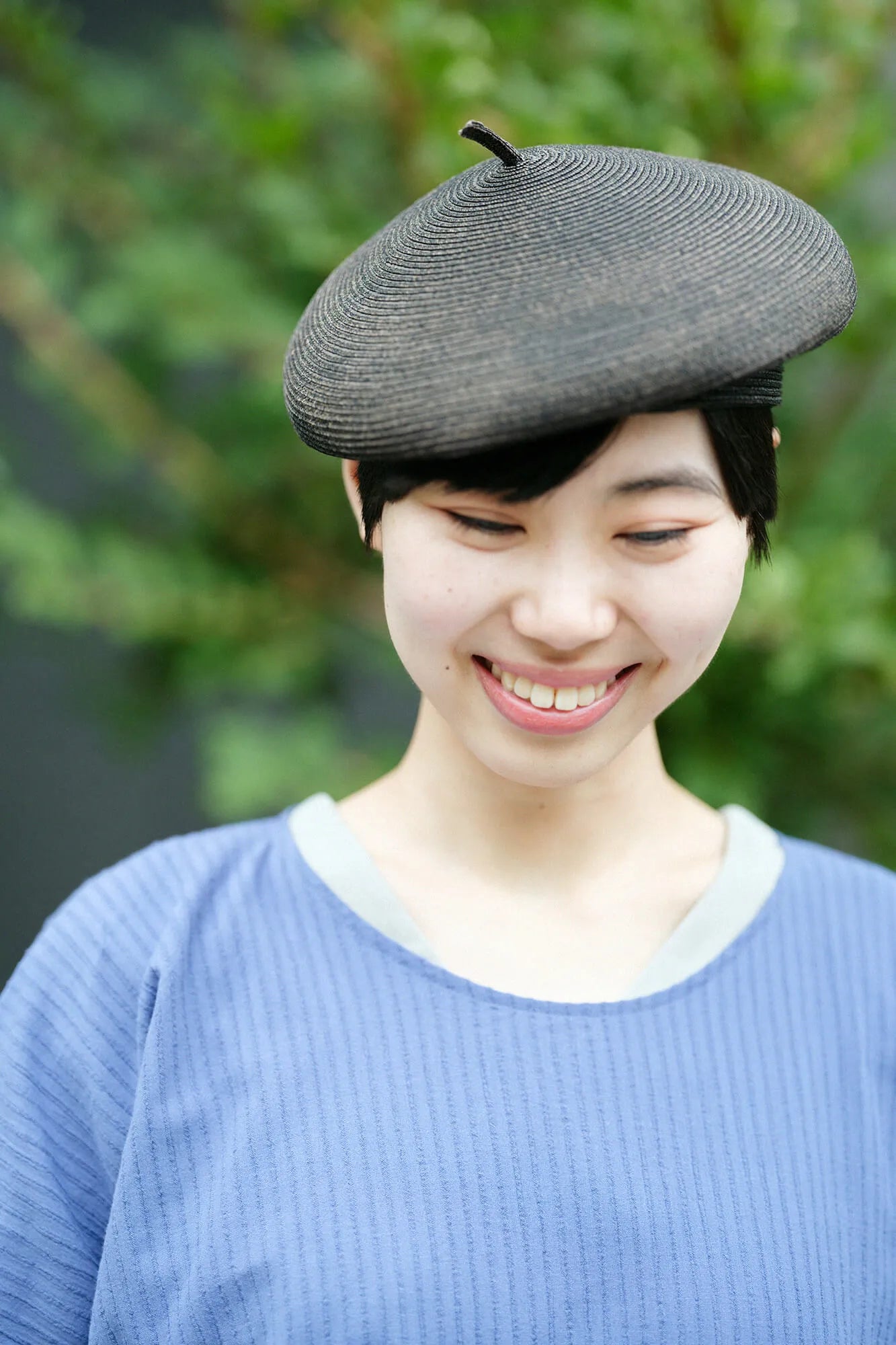 Chizimi Cotton 40/20 Akiha Square Top／Greyish Blue