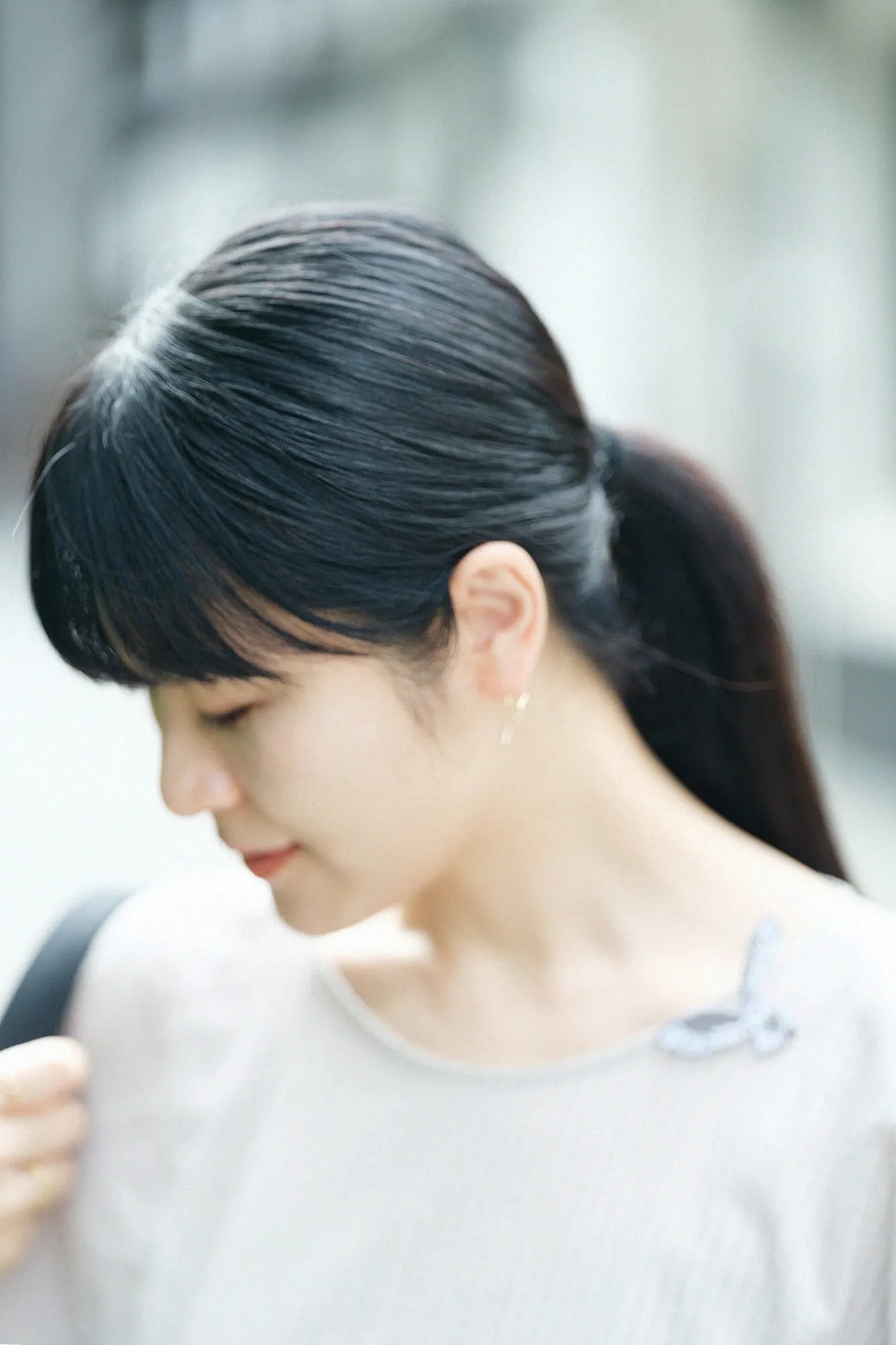 Chizimi Cotton 40/20 Akiha Square Top／Sakura Grey
