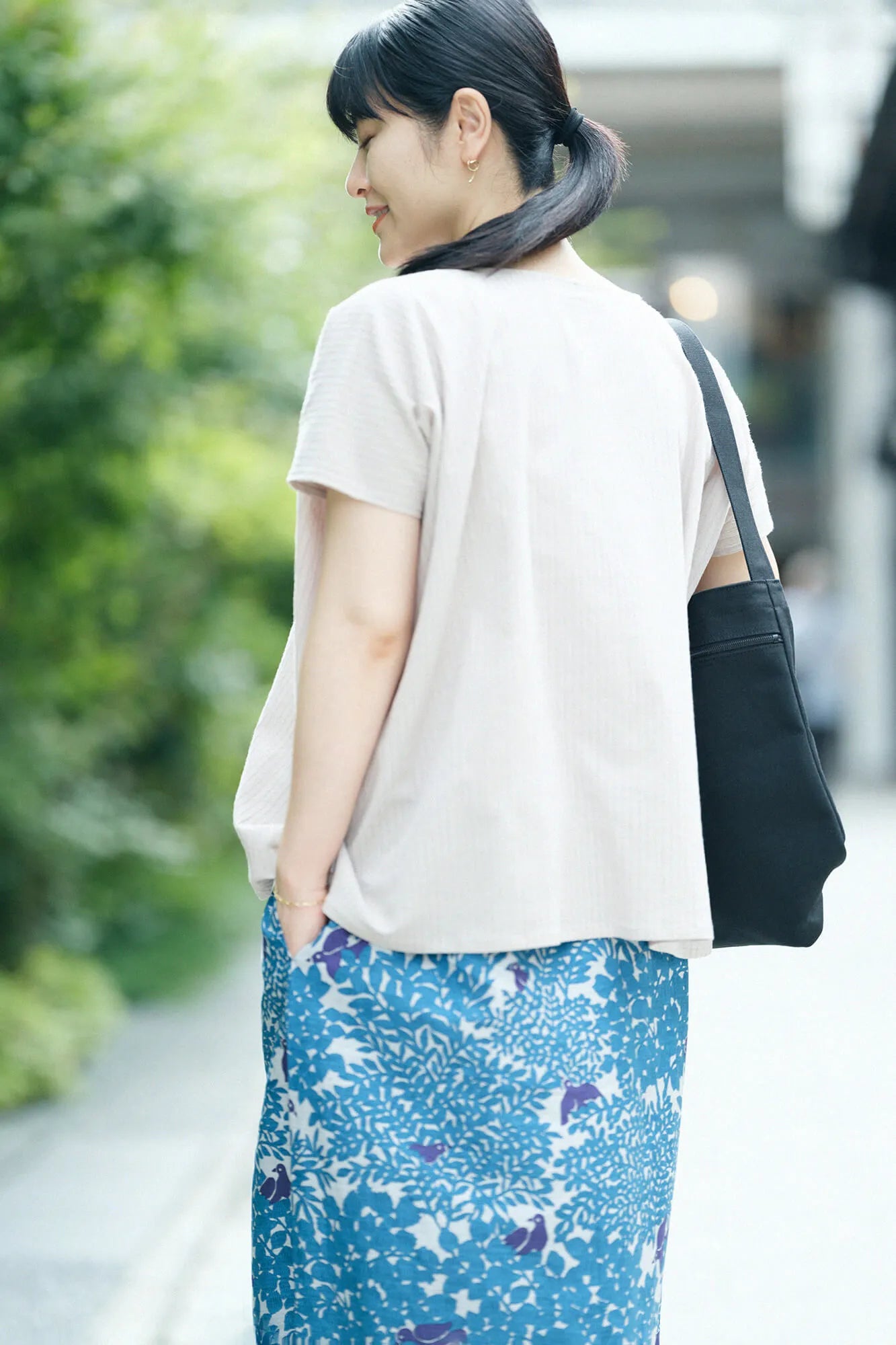 Chizimi Cotton 40/20 Akiha Square Top／Sakura Grey