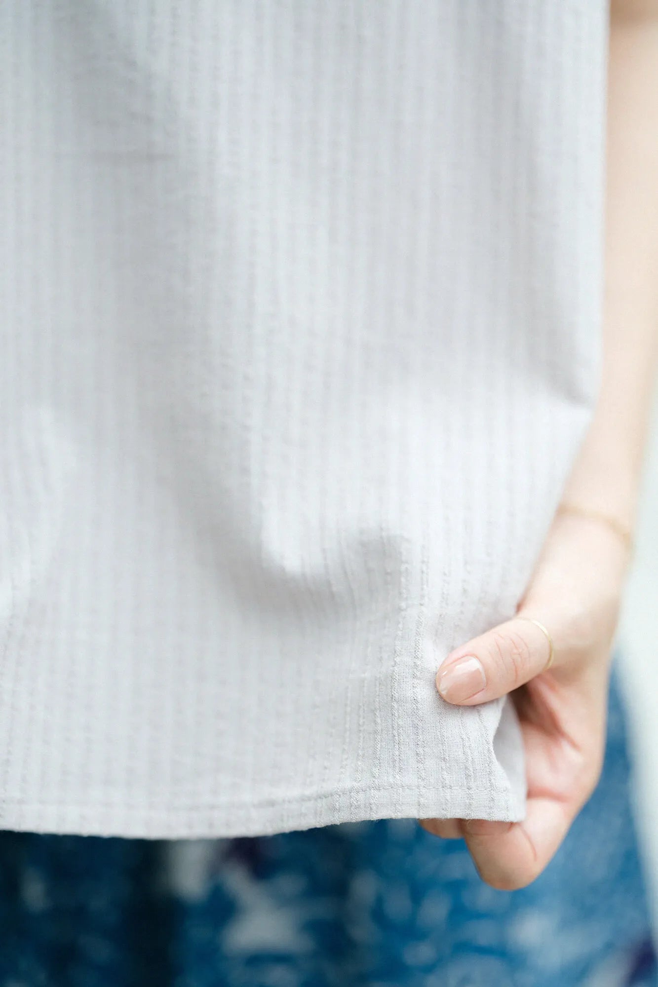 Chizimi Cotton 40/20 Akiha Square Top／Sakura Grey