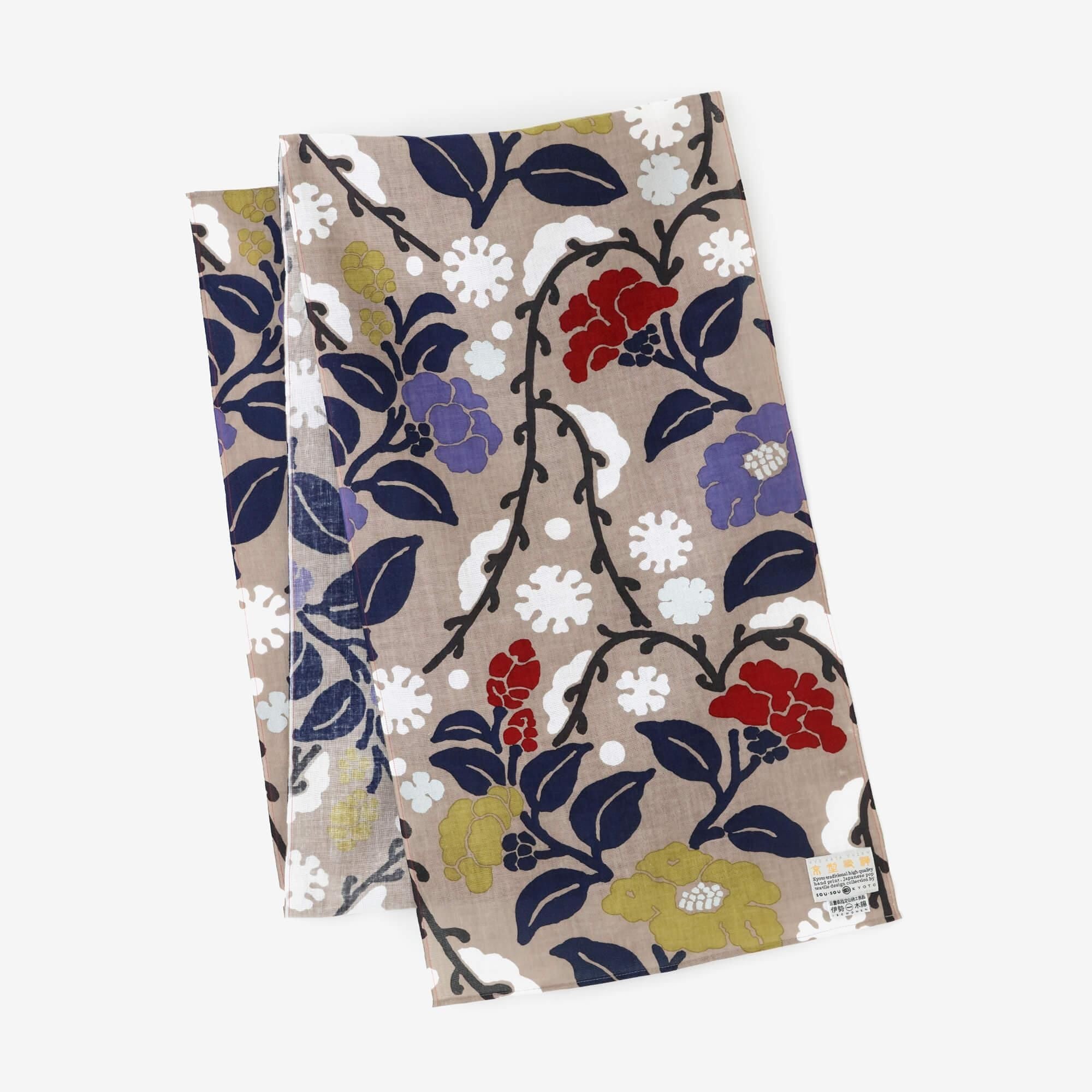 Isemomen Cotton Scarf / Camellia in Snow