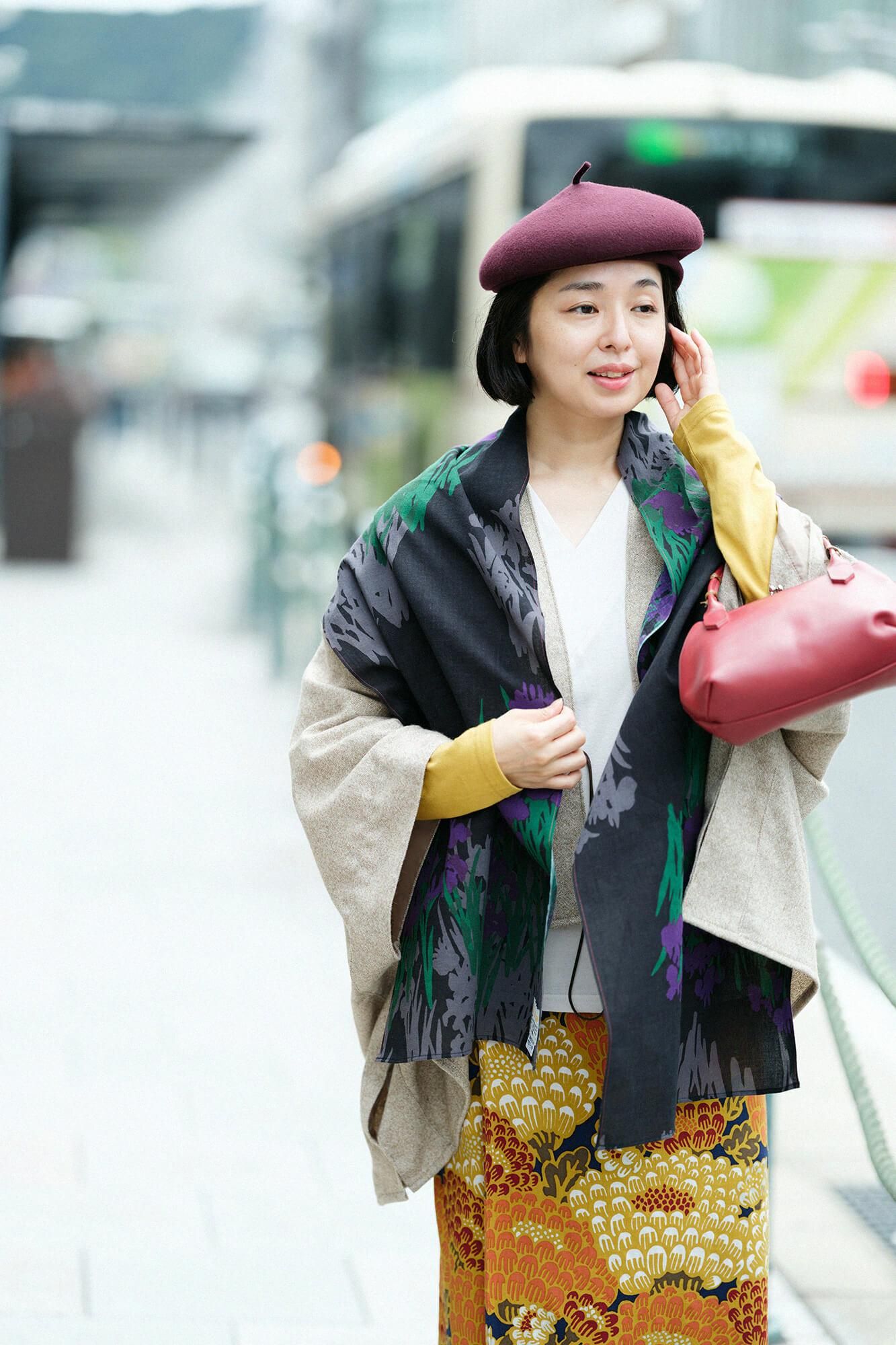 伊勢木綿 くびまき／光琳（こうりん） 燕子花図屏風（かきつばたずびょうぶ） 写し（うつし）