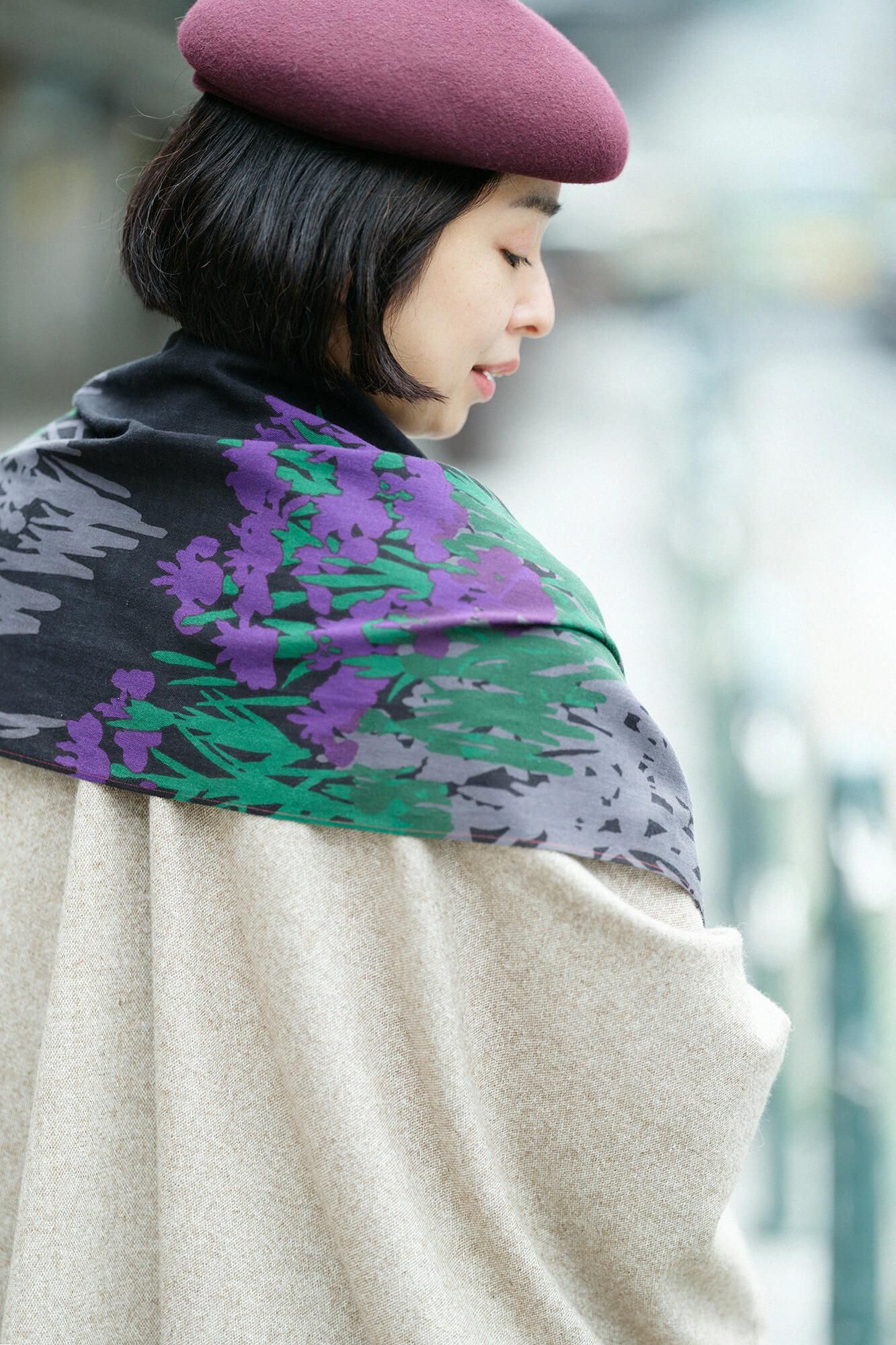 伊勢木綿 くびまき／光琳（こうりん） 燕子花図屏風（かきつばたずびょうぶ） 写し（うつし）