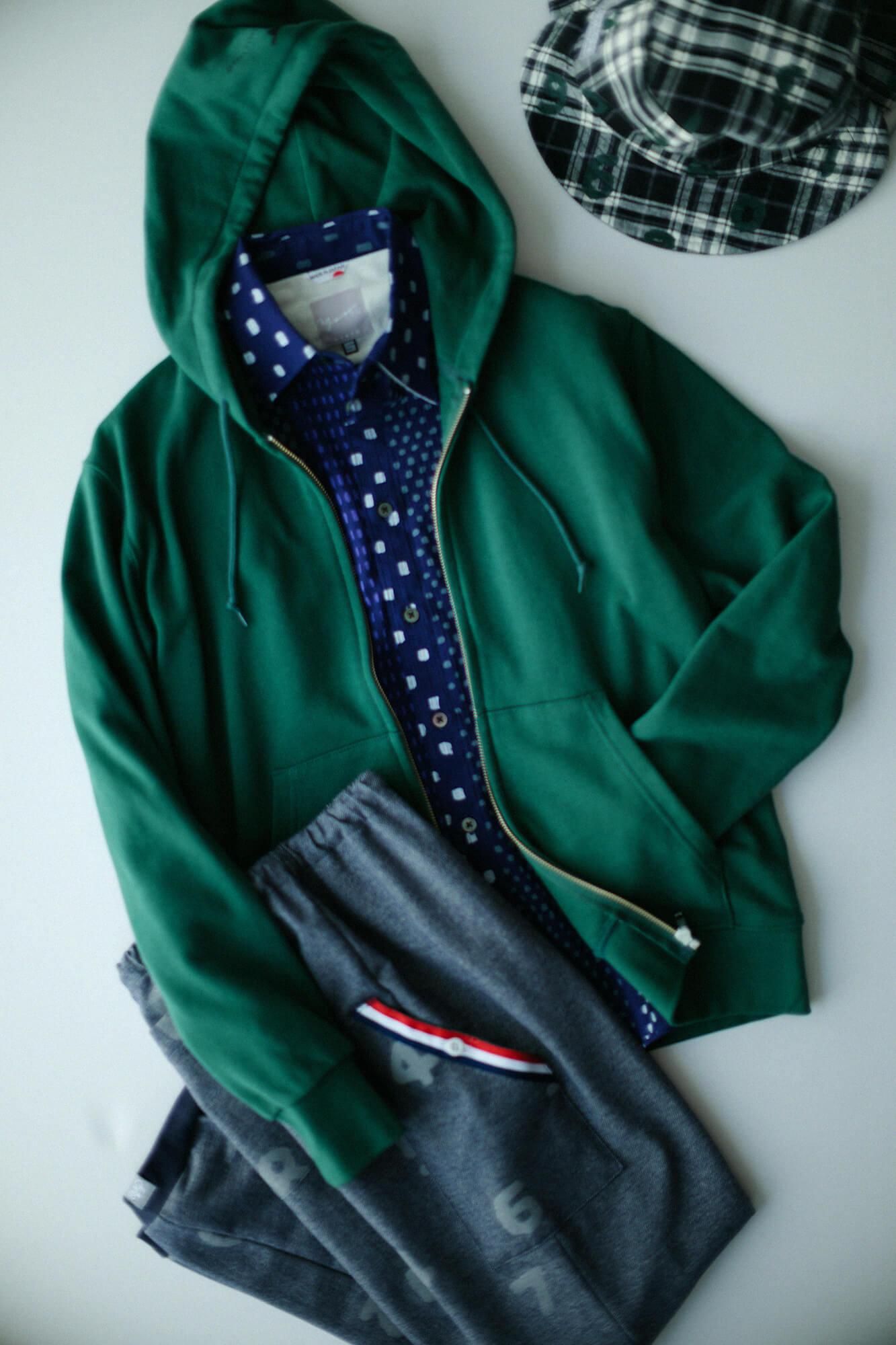 SO-SU-U十數deportare ZIP UP運動帽T [9.7]／常春藤綠