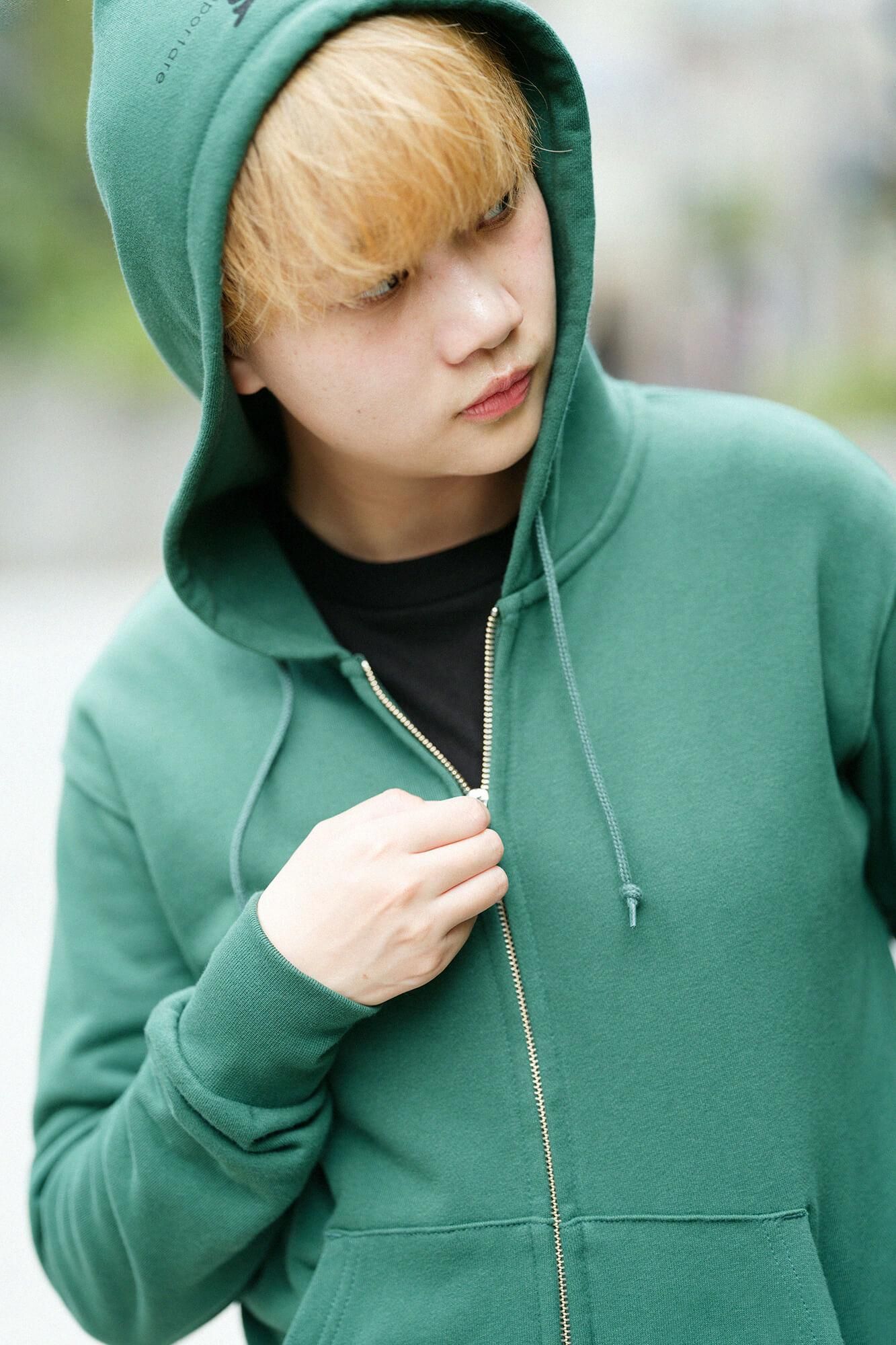 SO-SU-U十數deportare ZIP UP運動帽T [9.7]／常春藤綠