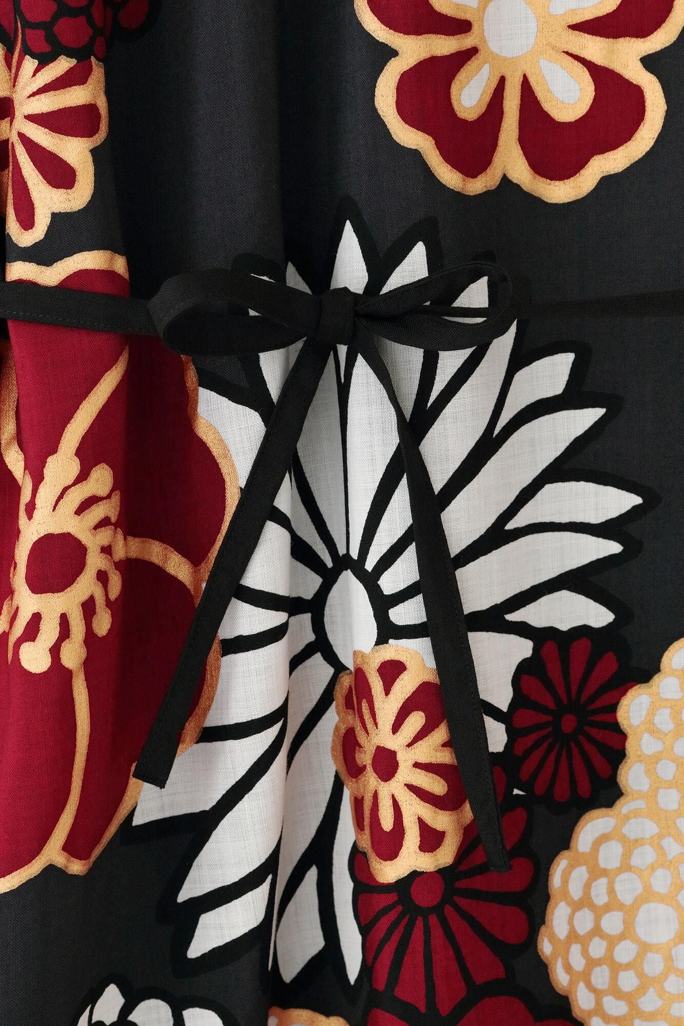 Muslin Wool Rectangular Dress / Gold Damask