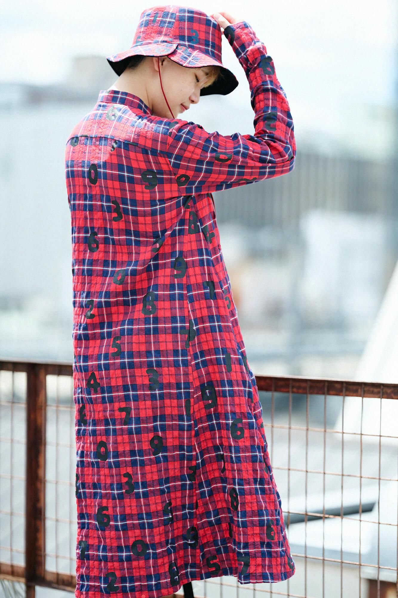 Herringbone Check H.N.BIKE One-piece Dress / SO-SU-U Scarlet