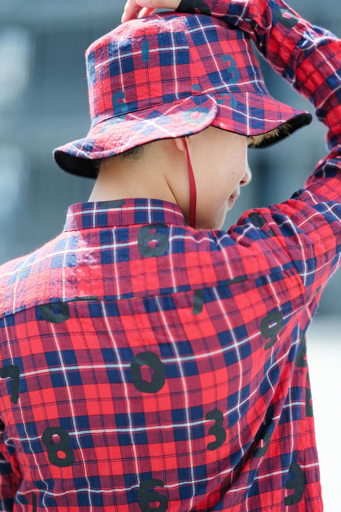 Herringbone Check H.N.BIKE One-piece Dress / SO-SU-U Scarlet