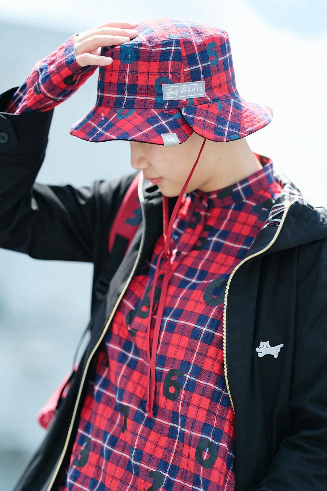 Herringbone Check H.N.BIKE One-piece Dress / SO-SU-U Scarlet