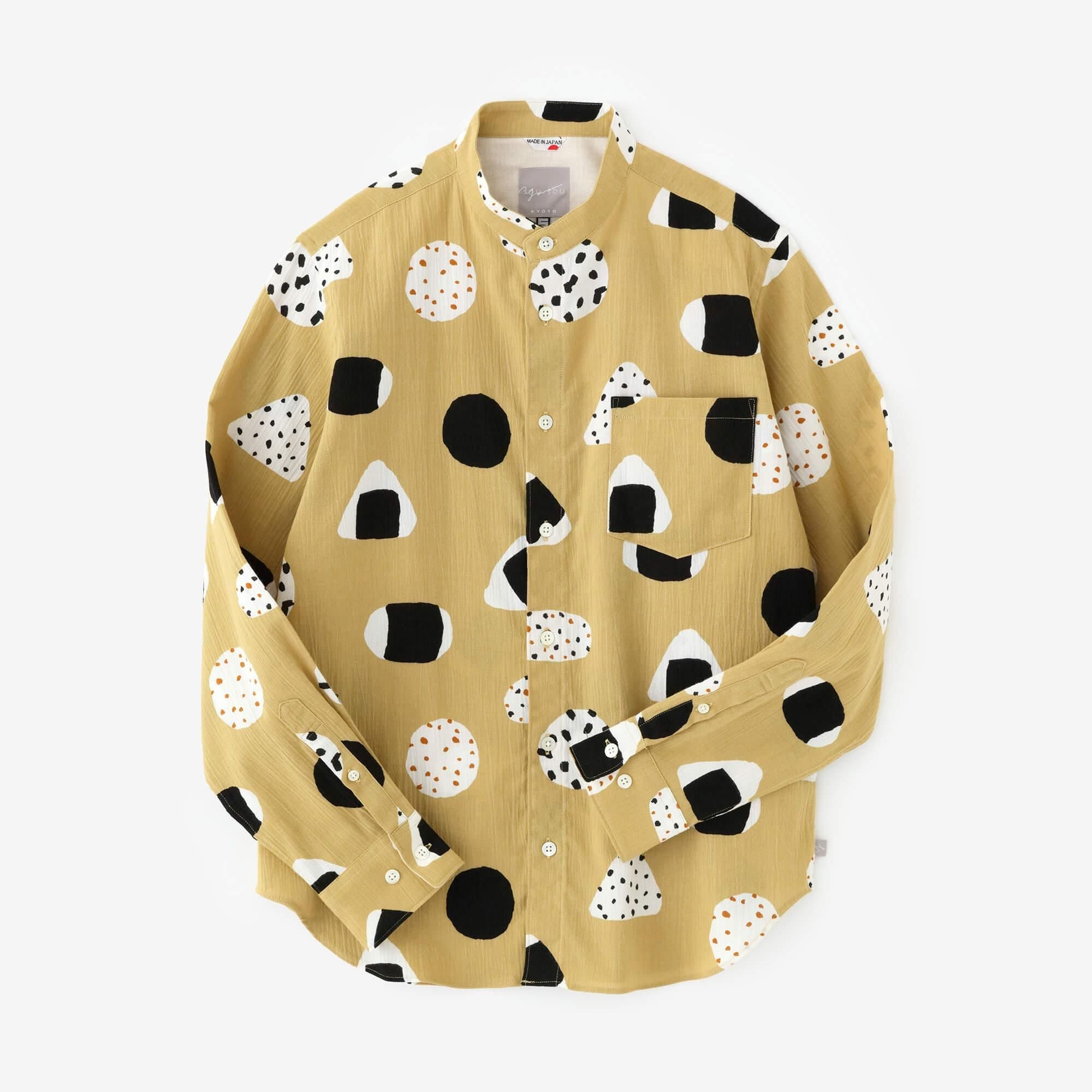 高島縮 20/20 スタンドカラーシャツ／おむすび