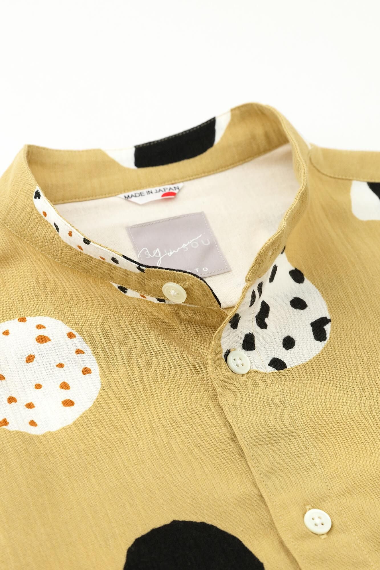 高島縮 20/20 スタンドカラーシャツ／おむすび