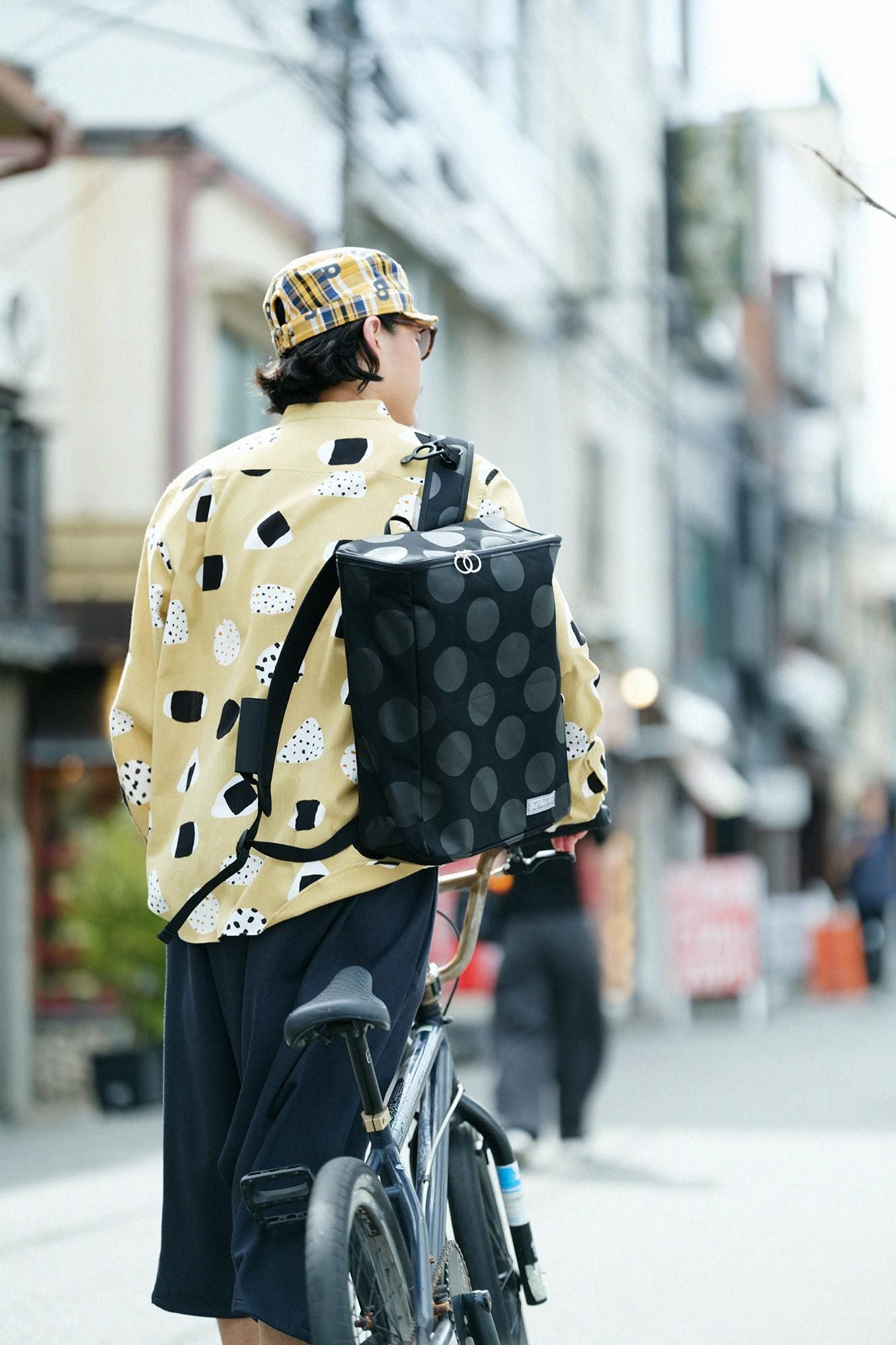 高島縮 20/20 スタンドカラーシャツ／おむすび