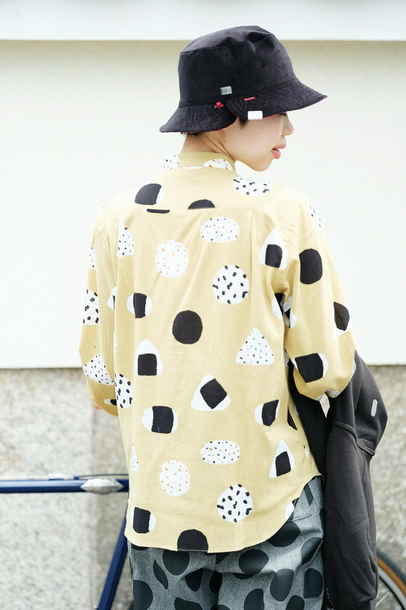 高島縮 20/20 スタンドカラーシャツ／おむすび