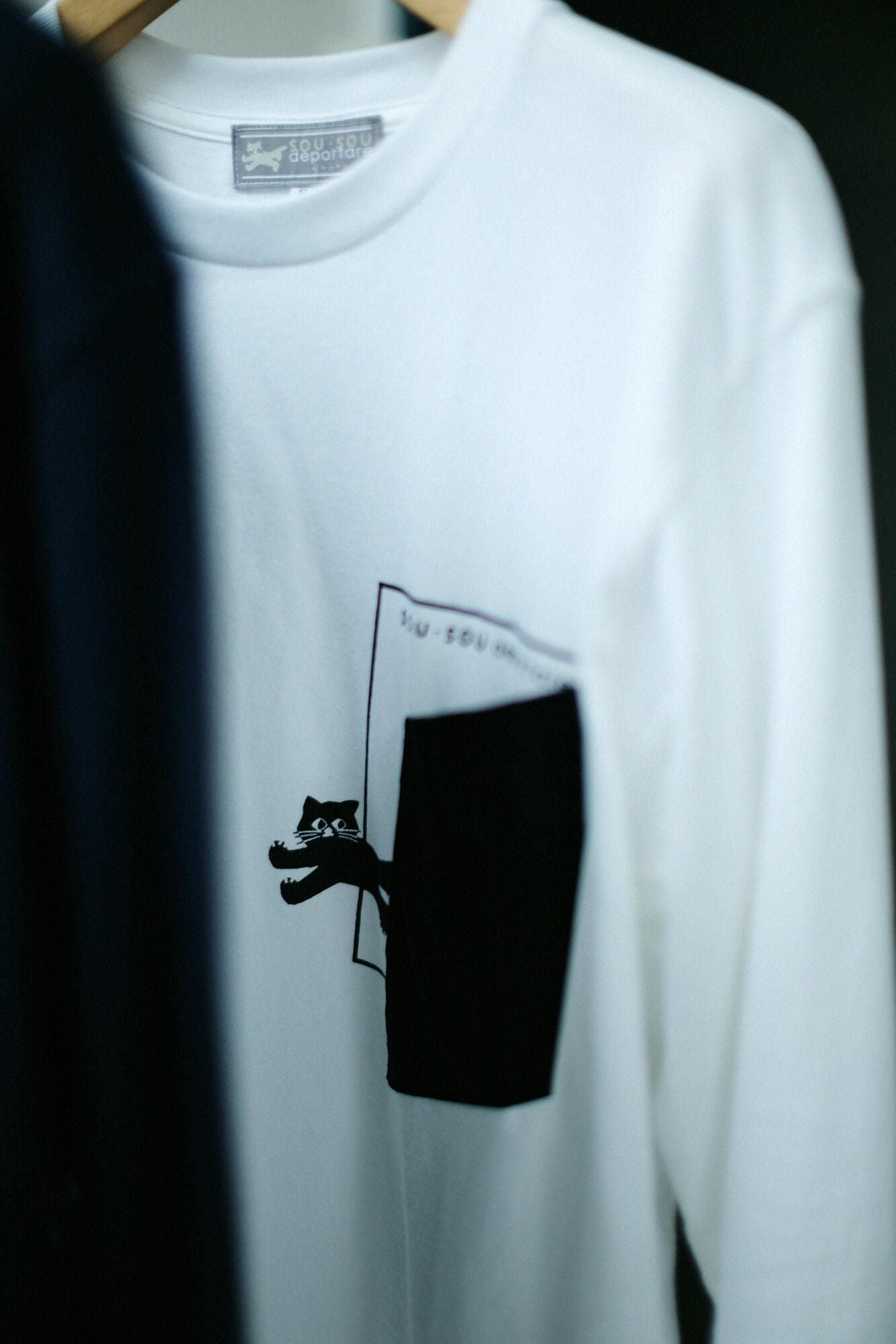 長袖 escape ポケットTシャツ[5.6]／ホワイト