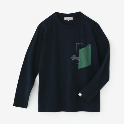 長袖 escape ポケットTシャツ[5.6]／ネイビー