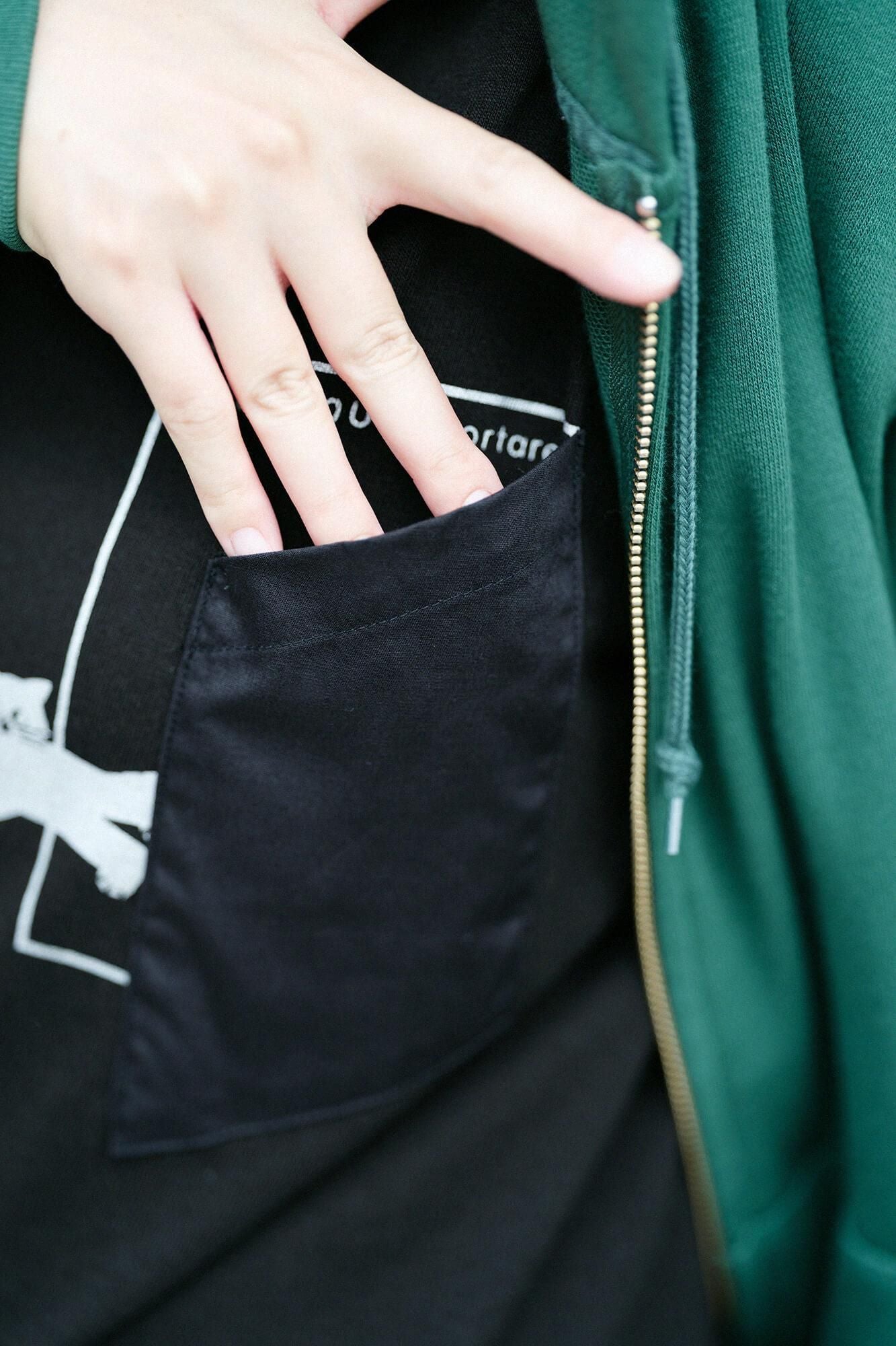 長袖 escape ポケットTシャツ[5.6]／ブラック