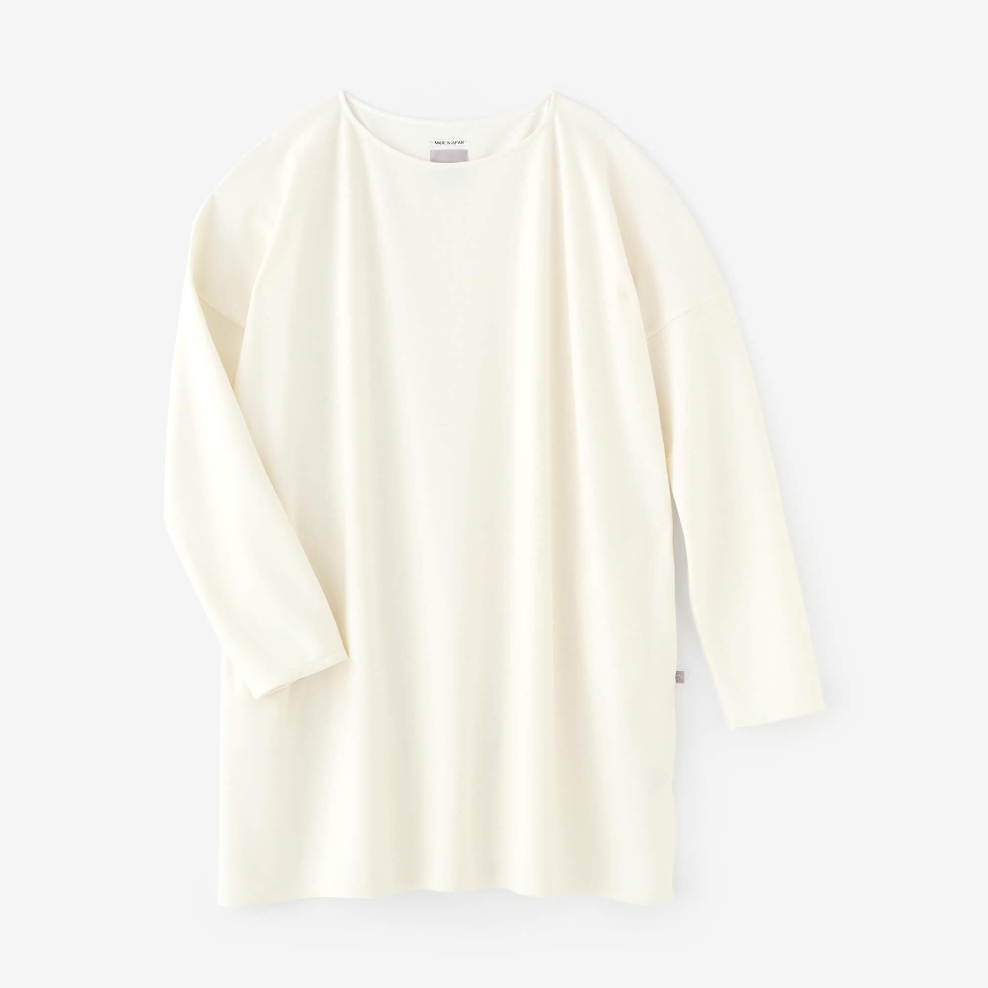 울 혼합펀치 로마 보트넥 L/S 튜닉/아이보리색