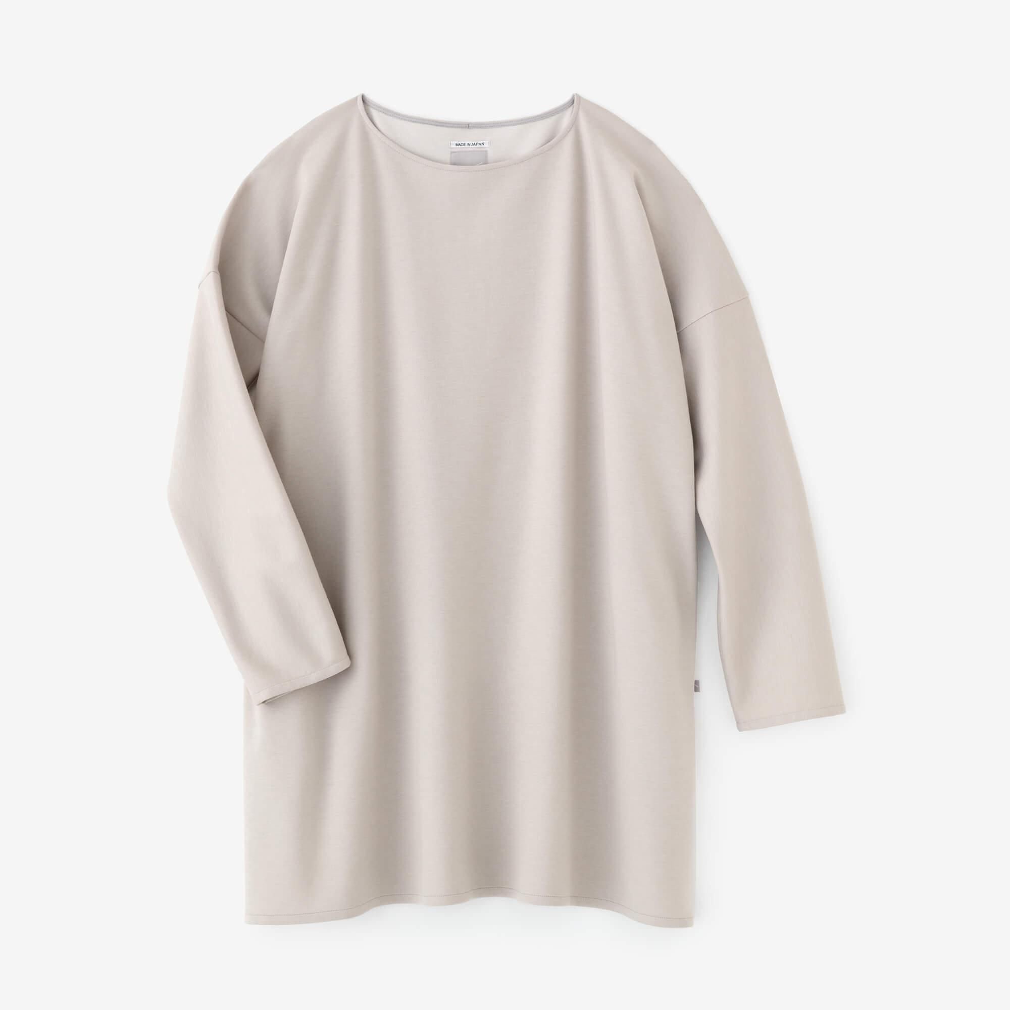 울 혼합펀치 로마 보트넥 L/S 튜닉/그레이화이트