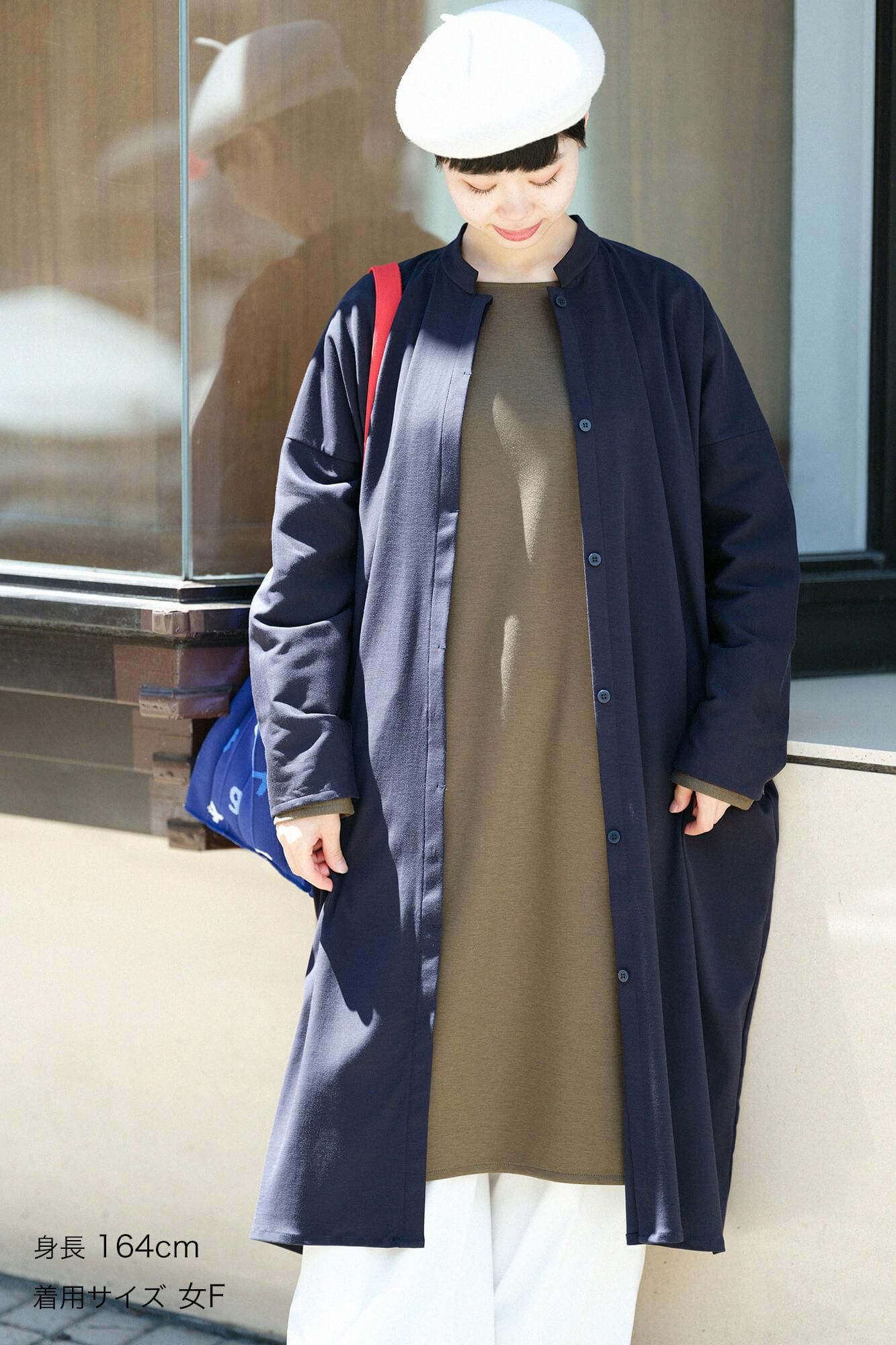 Wool Blend Ponte Fabric Boat Neck L/S One-piece Dress / Brownish Olive Green