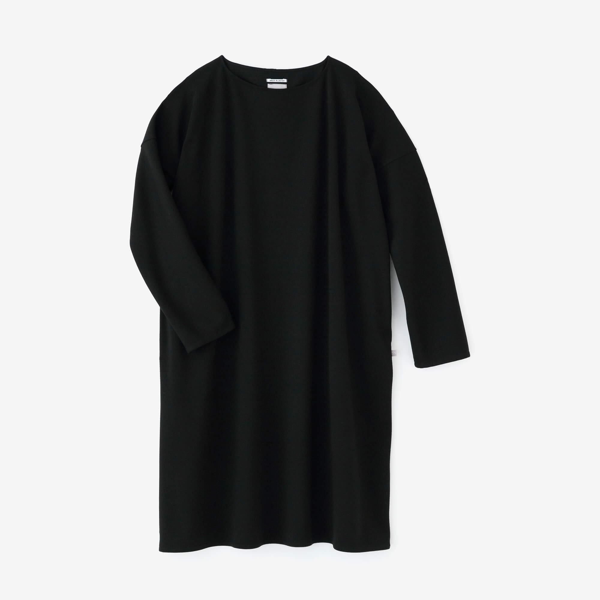 羊毛混合打孔roma船颈L/S连衣裙/湿羽毛颜色（Nuarairo）