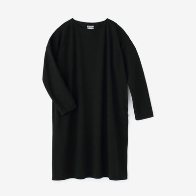 울 혼합펀치 로마 보트넥 L/S원피스/검은색