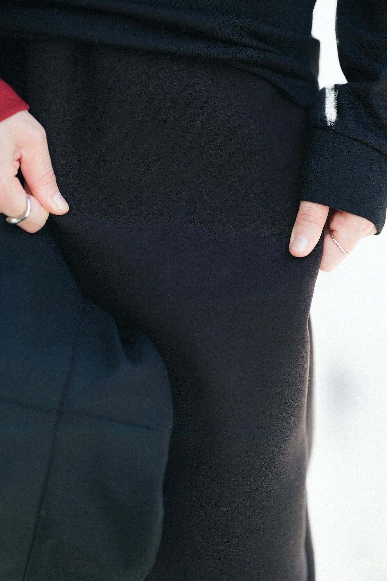 【online한정】멜턴 이지 테이퍼드 팬츠／검은색