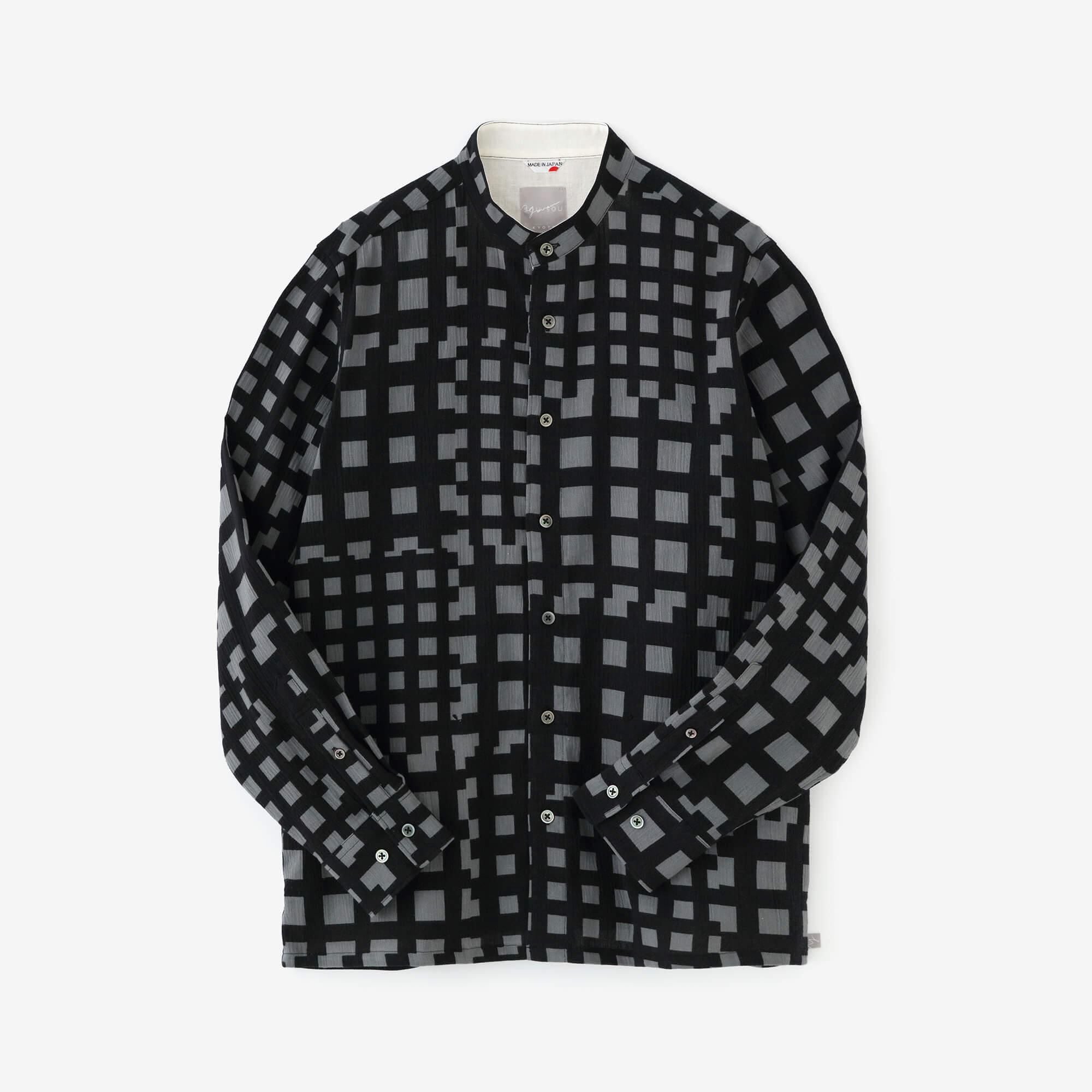 Chizimi Cotton 20/20 Stand Collar Long-sleeved Shirt SP/ Bamboo Lattices