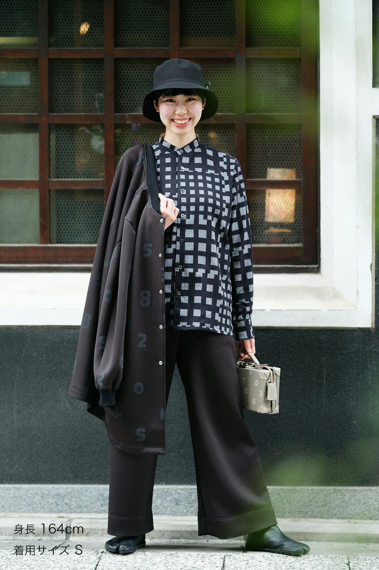 Chizimi Cotton 20/20 Stand Collar Long-sleeved Shirt SP/ Bamboo Lattices