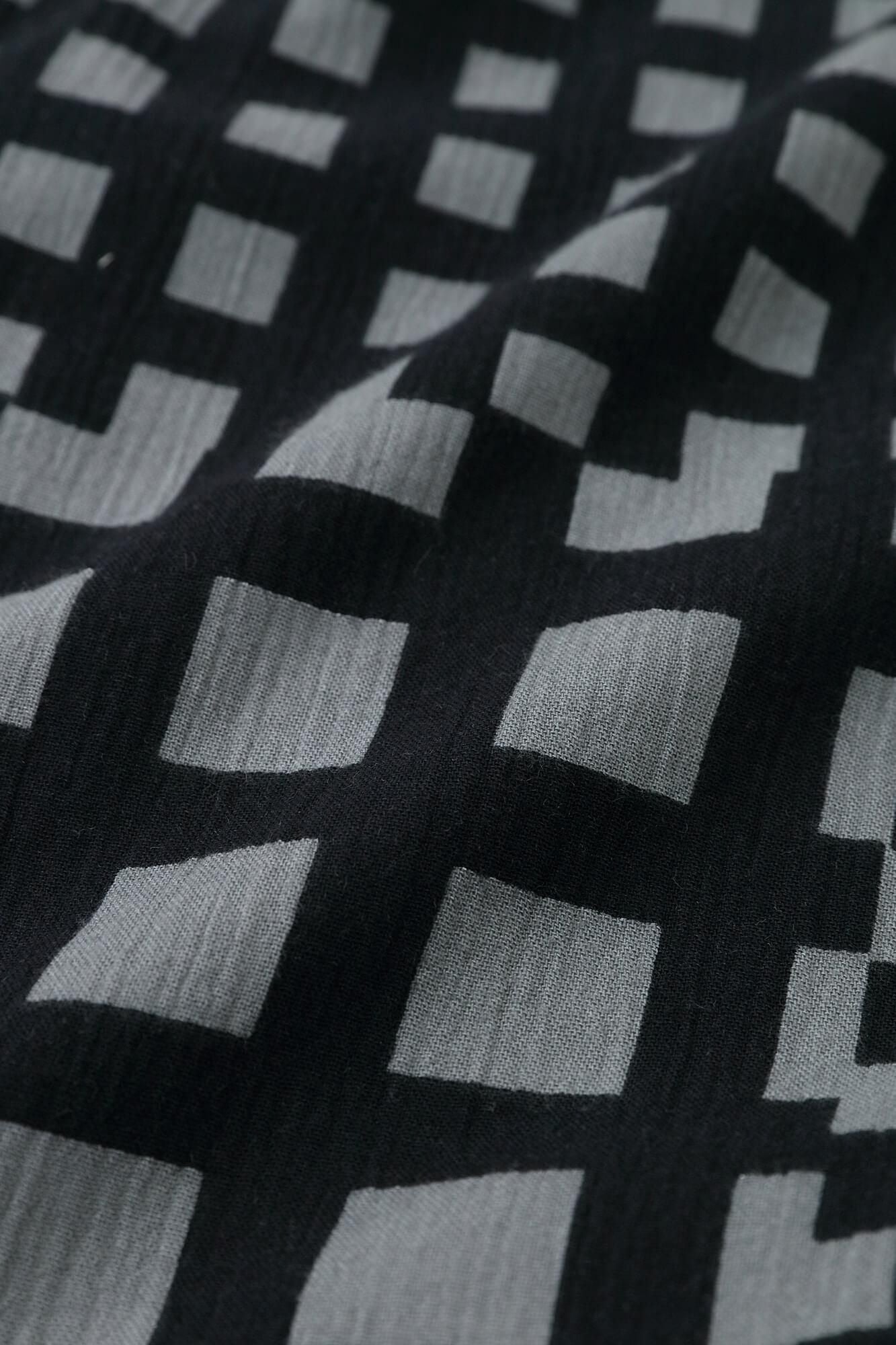 Chizimi Cotton 20/20 Stand Collar Long-sleeved Shirt SP/ Bamboo Lattices