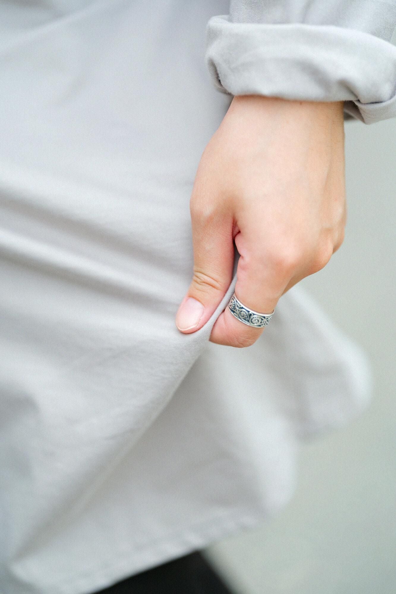 쵸쵸멘 보트 넥 L/S 튜닉/밝은 회색