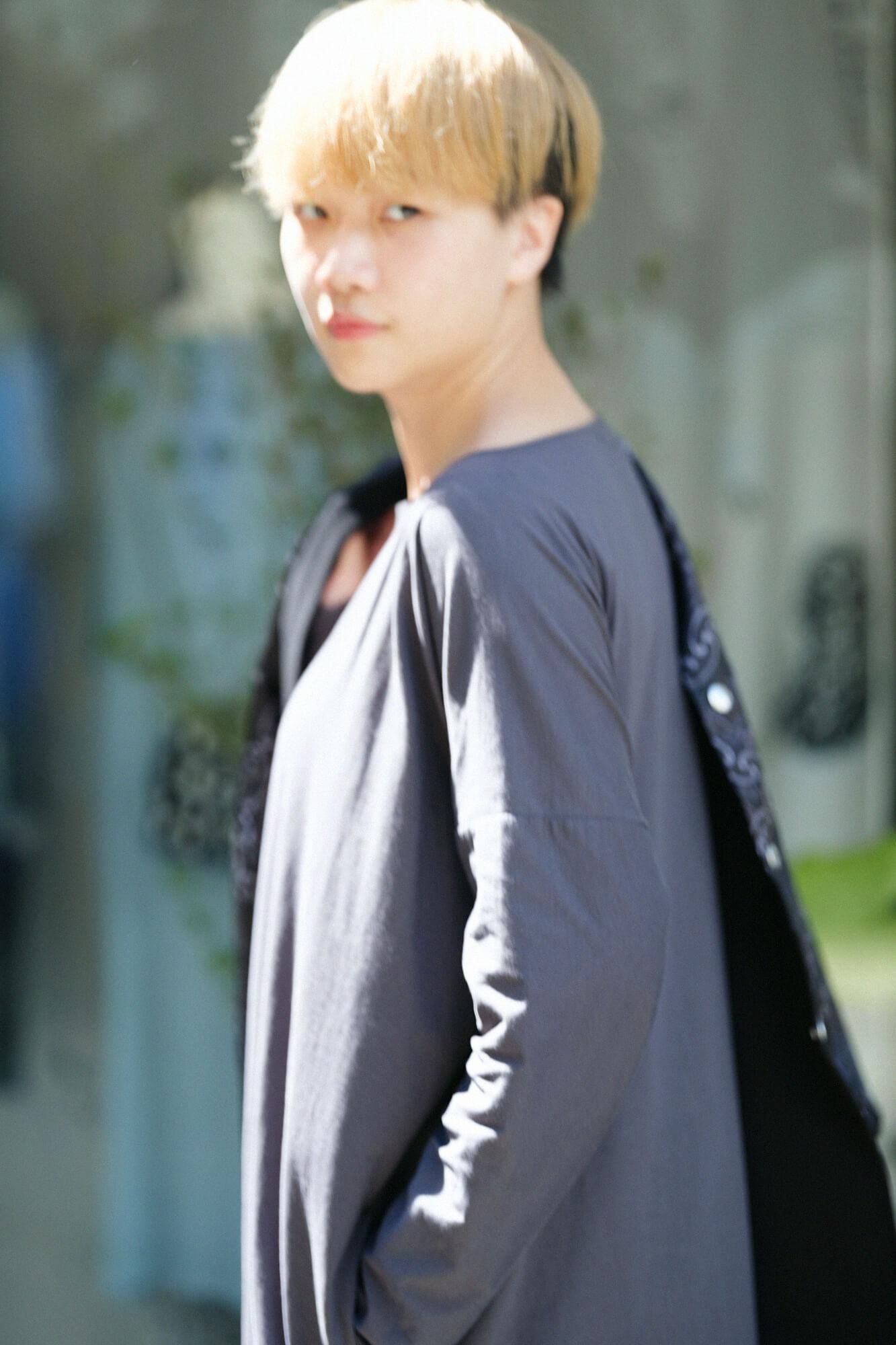 超長棉 船領L/S 長版上衣／墨色