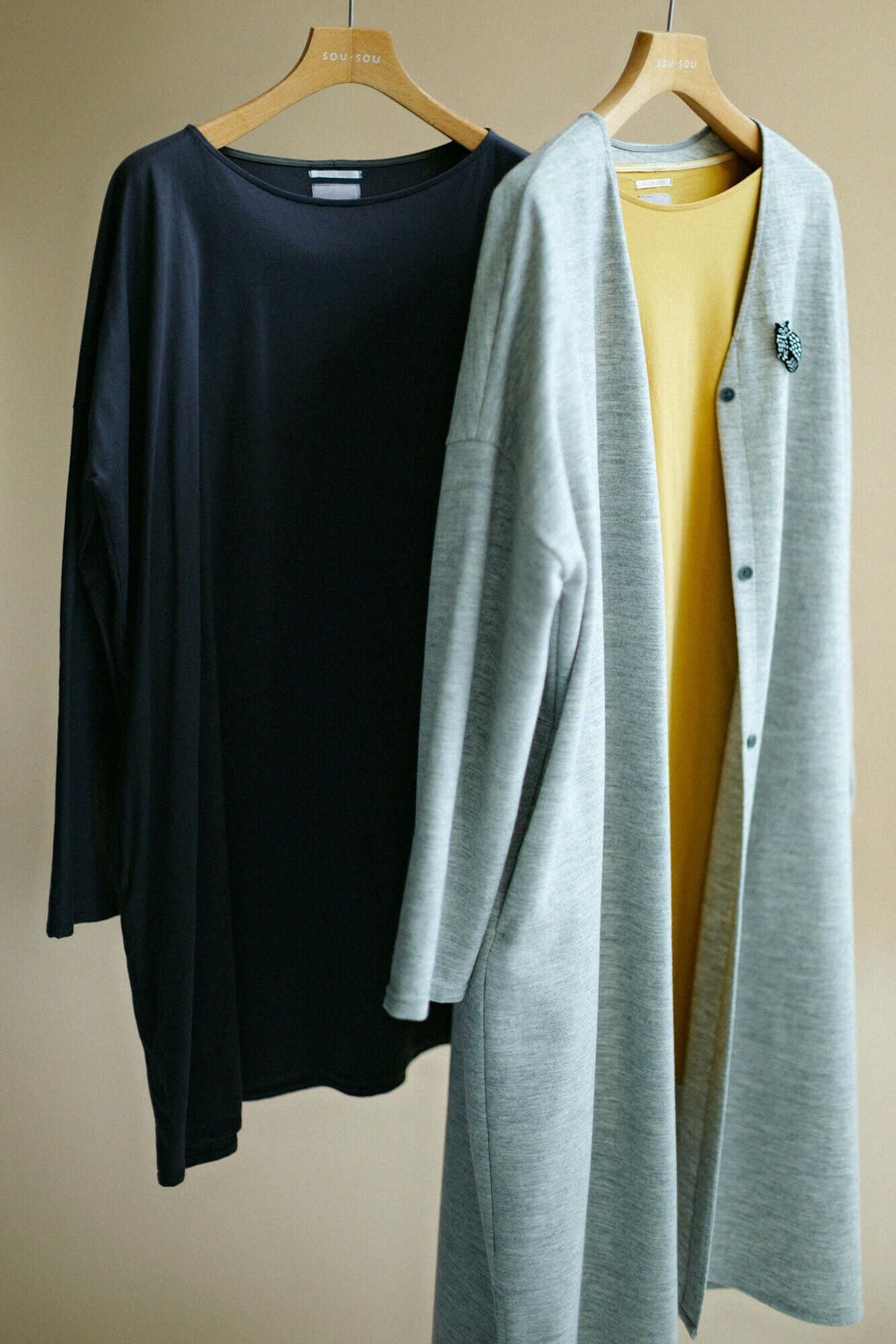 超長棉 船領L/S 長版上衣／墨色