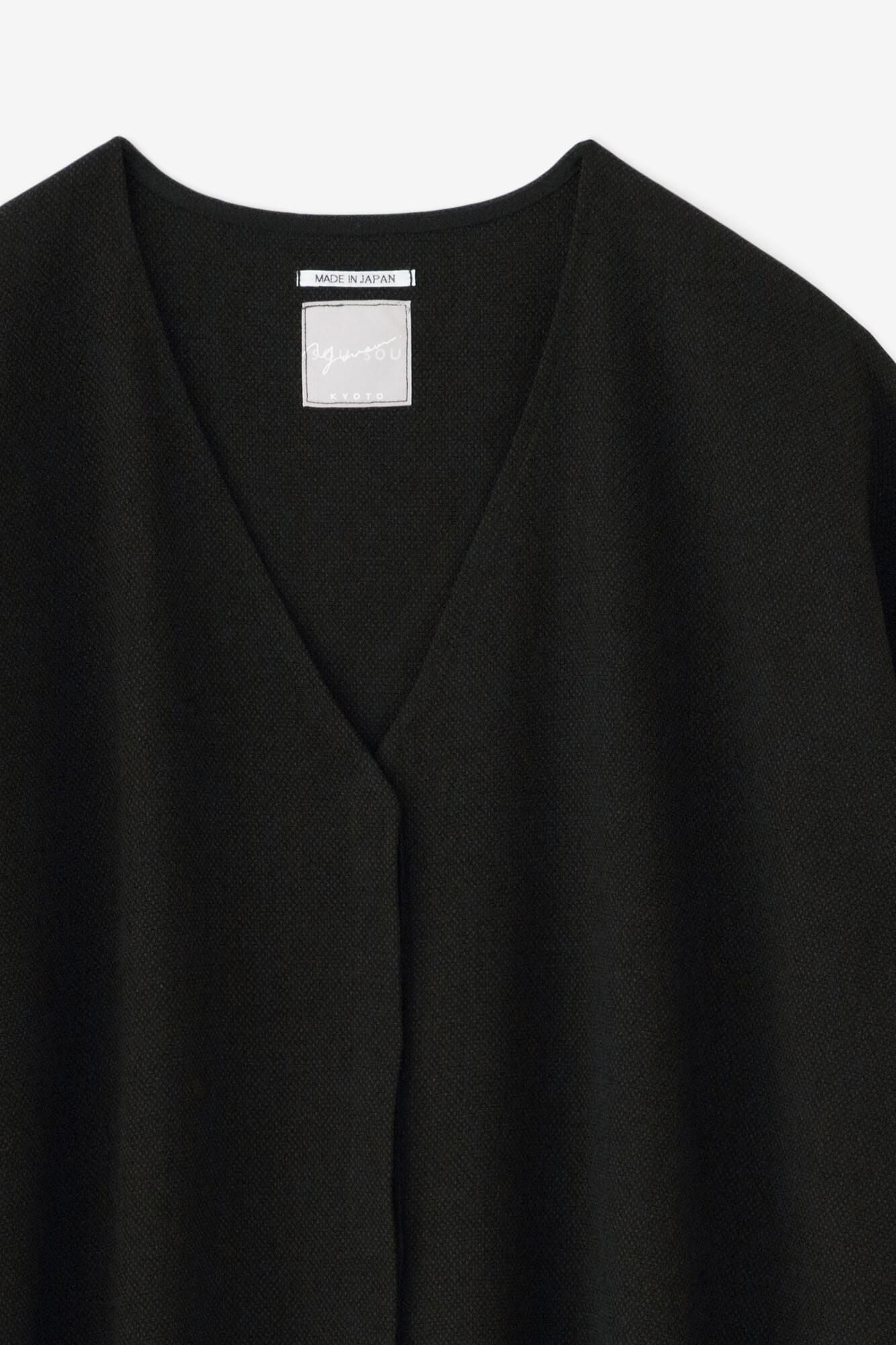 多樣織V領 輕型外套/黑色