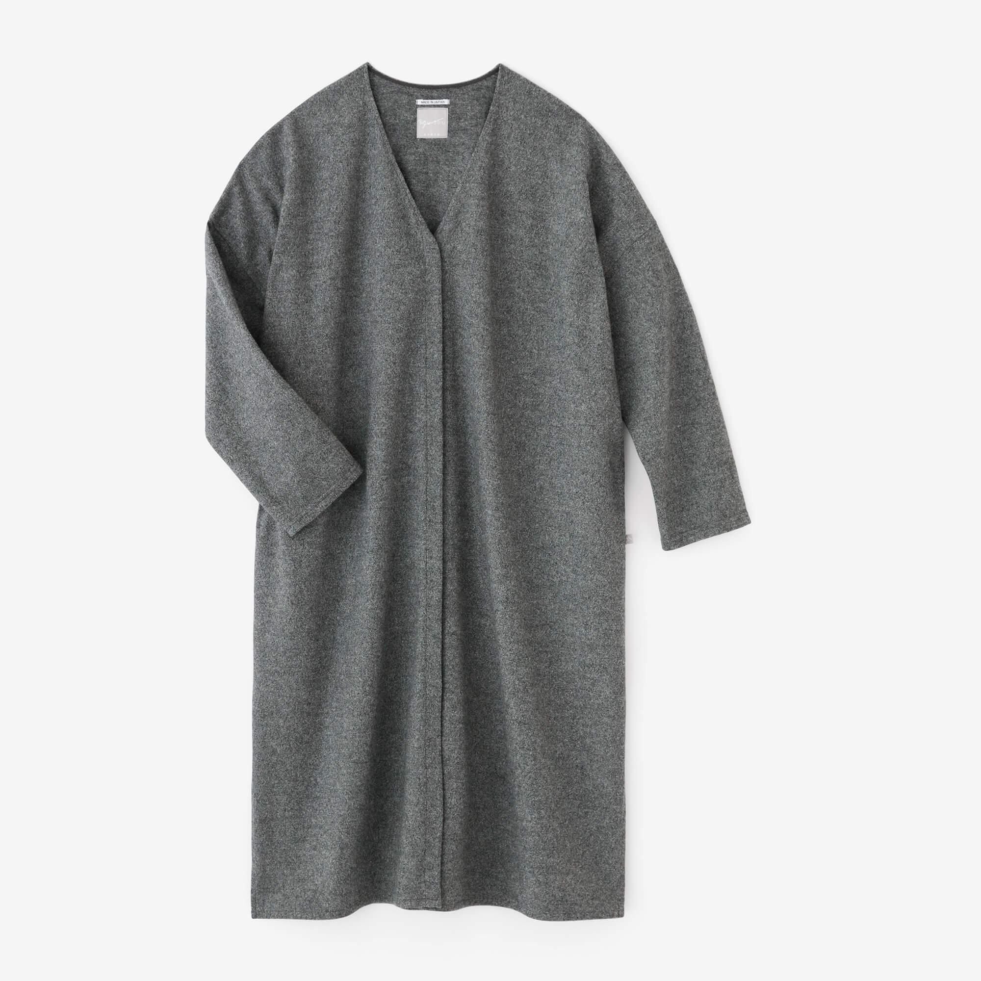 Super 100's 羊毛V領輕型外套/灰墨色