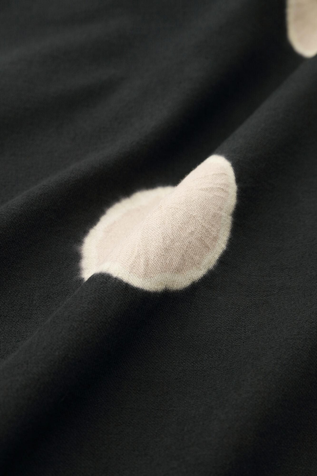 田端紮染 細內抓毛 長風靡 抜衣紋／大圓點 墨色×白茶