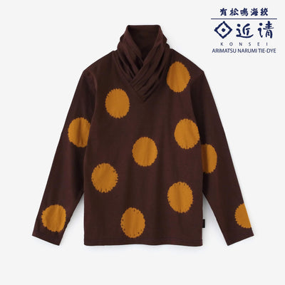 Kinkiyo Shibori Doppelseitige Ausgabe (Ryomen Ami) Kragenwickel Jiban / Große Tupfen (Mizutama Dai) Verfassungsfarbe (Kenpo-Farbe) x Bernsteinfarbe (Bernsteinfarbe)