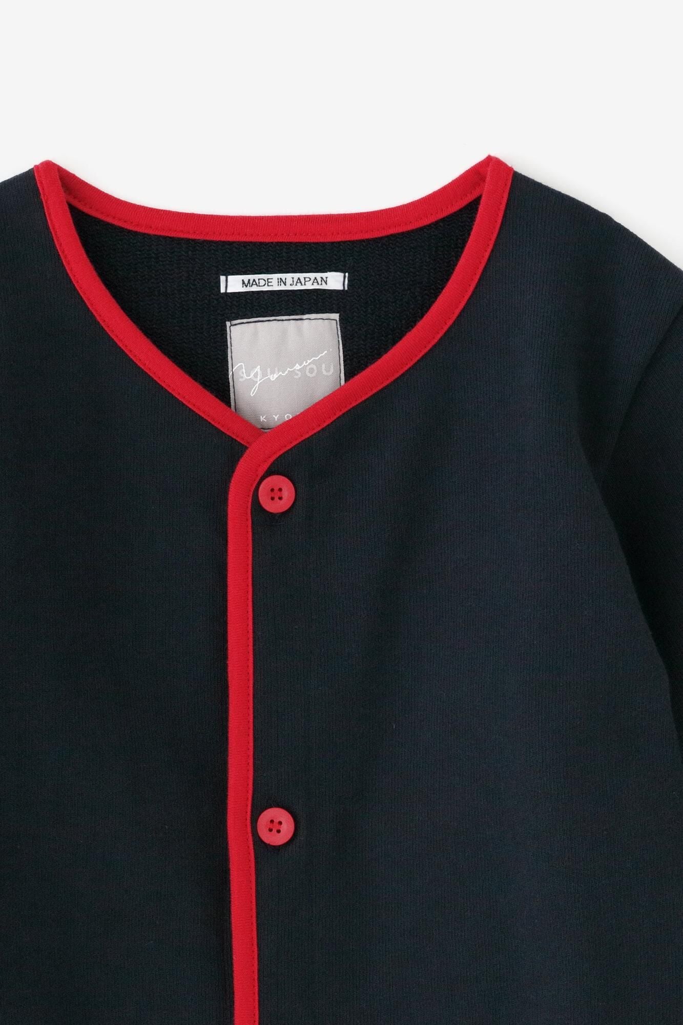 ●Fleece Lining Bi-color Sleeve Cardigan / Navy × Black