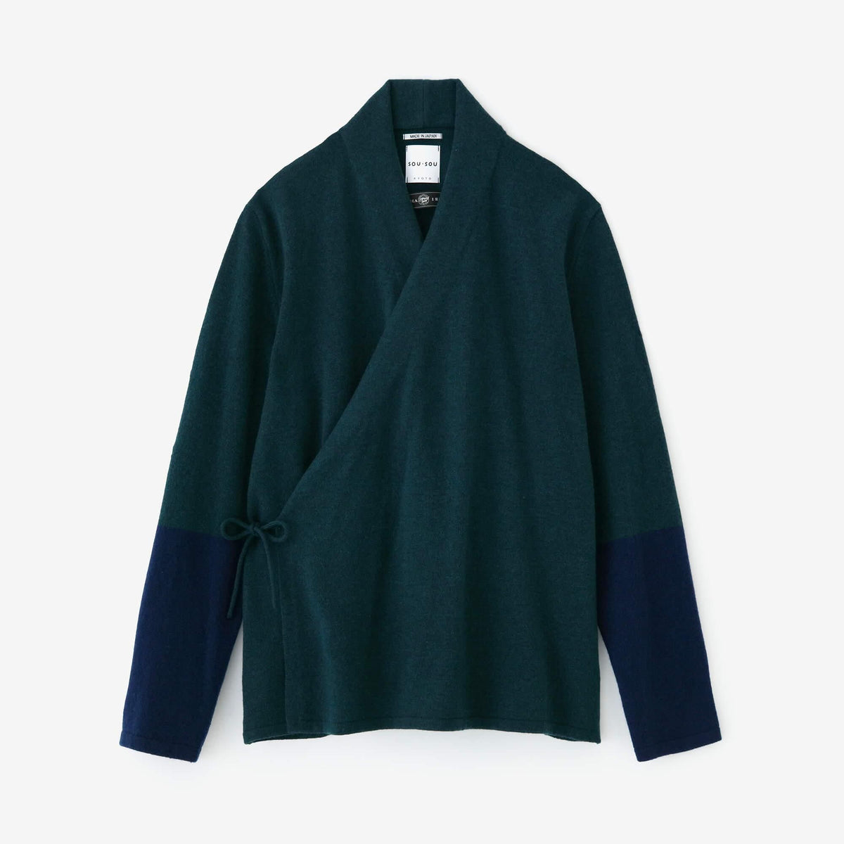 美品　SOU・SOU×ALPHA カシミヤ 違い袖巻衿　カーディガン　ウール SOU・SOU×ALPHA カシミヤ 違い袖巻衿
