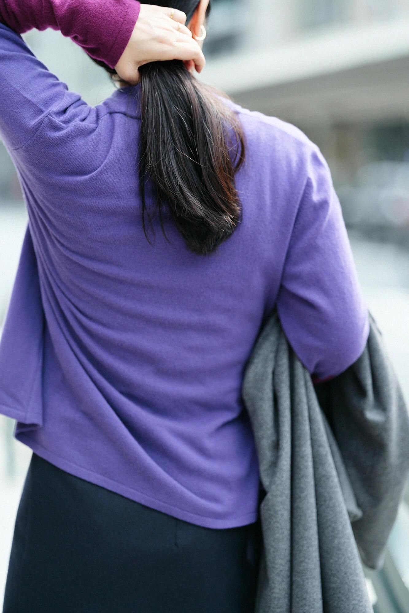 [预约]SOU・SOU×ALPHA 羊绒异袖领子/江户紫色素体（*预定11月25日左右发货）