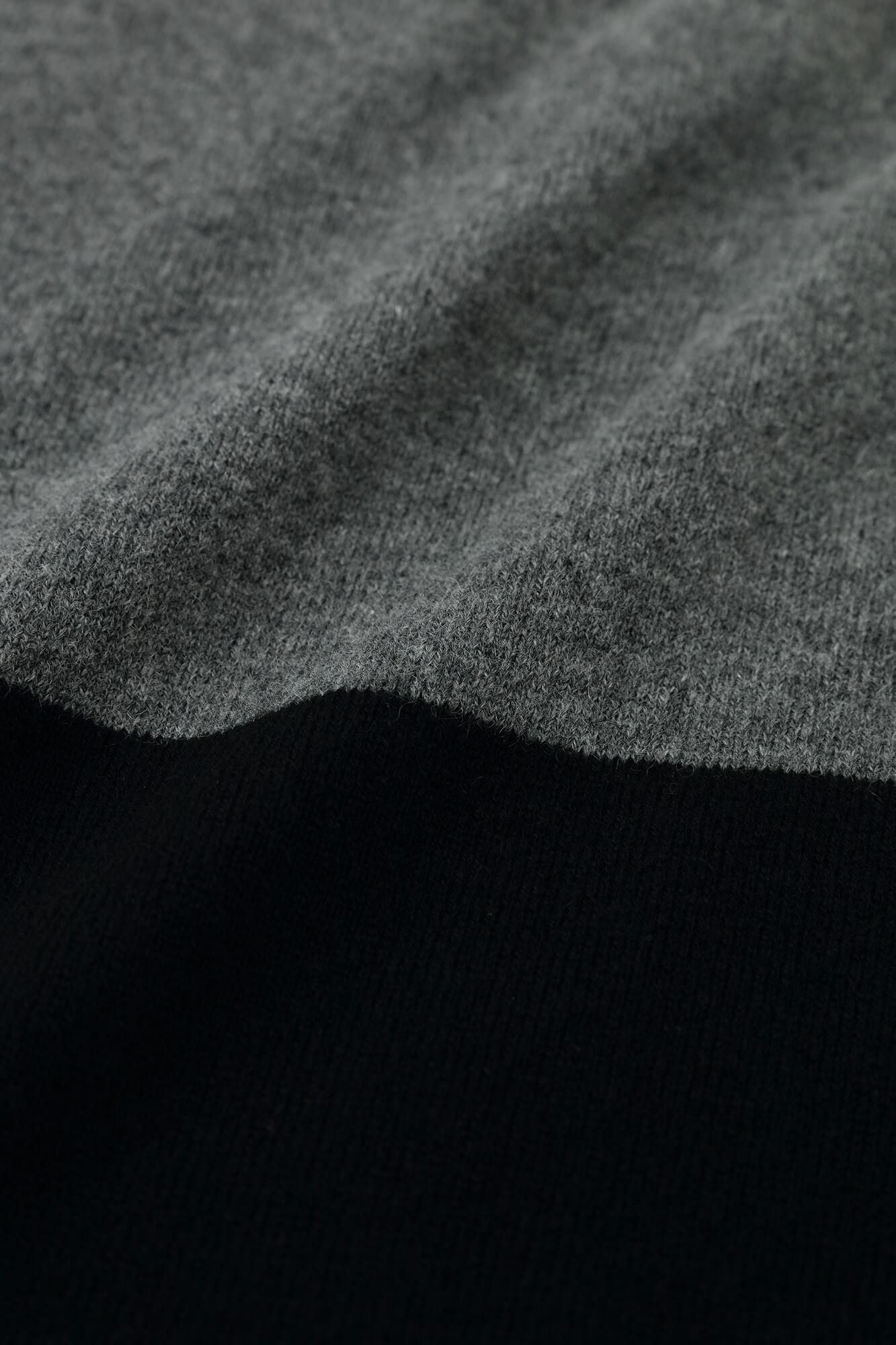 SOU・SOU×ALPHA 羊絨混紡 長方形洋裝 拼接 雙色／灰墨色×黑色