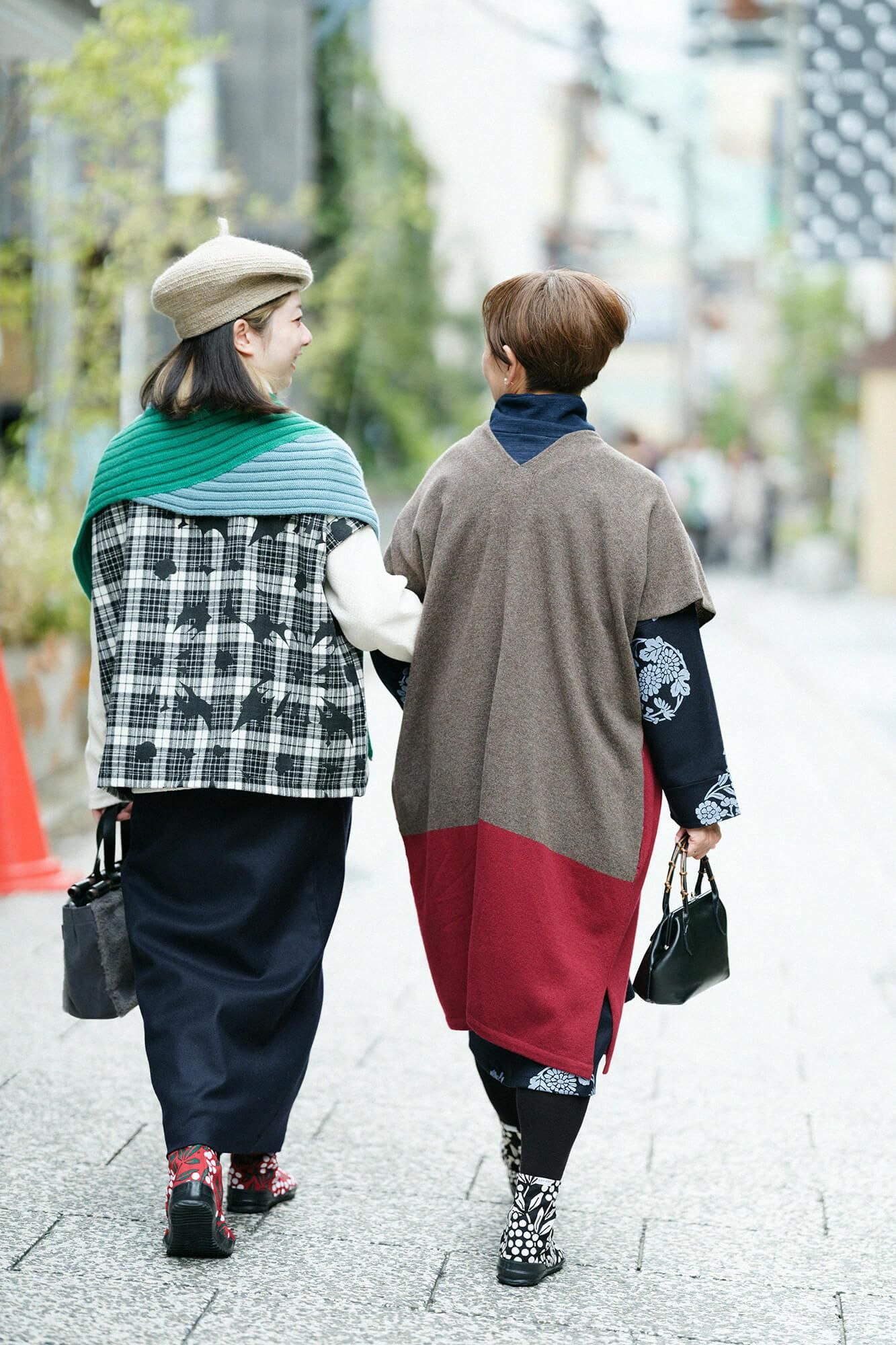 SOU・SOU× 알파 캐시미어 혼합 직사각형 원피스(Choho Ikei)후타츠미 Gumi/Kugarashicha ×석류색