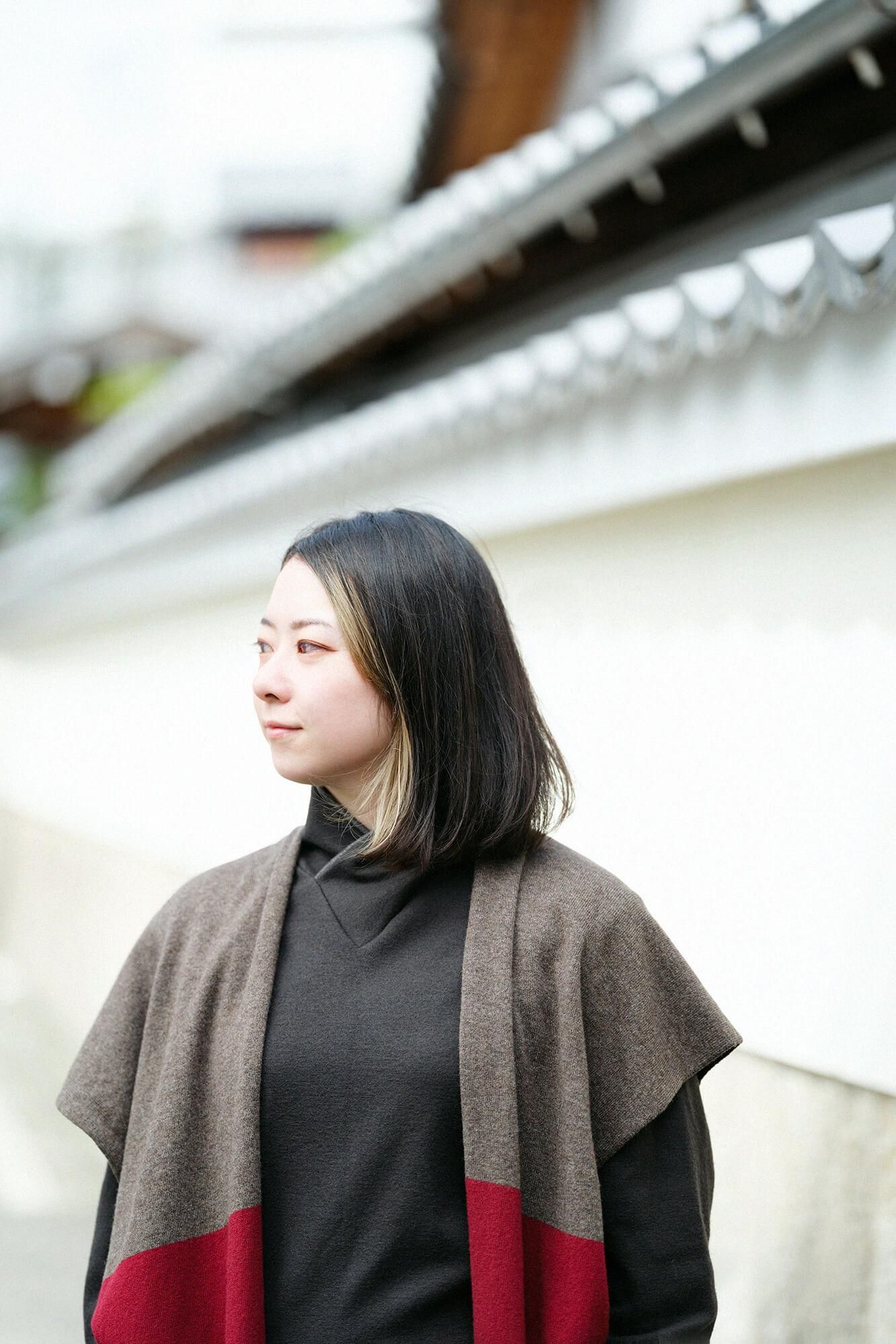 SOU・SOU× 알파 캐시미어 혼합 직사각형 원피스(Choho Ikei)후타츠미 Gumi/Kugarashicha ×석류색