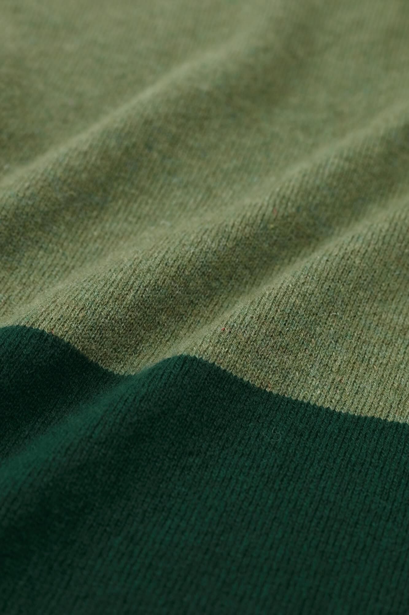 SOU・SOU×ALPHA Cashmere Blended Rectangular Long Open Vest Bi-color / Moss Green×Green